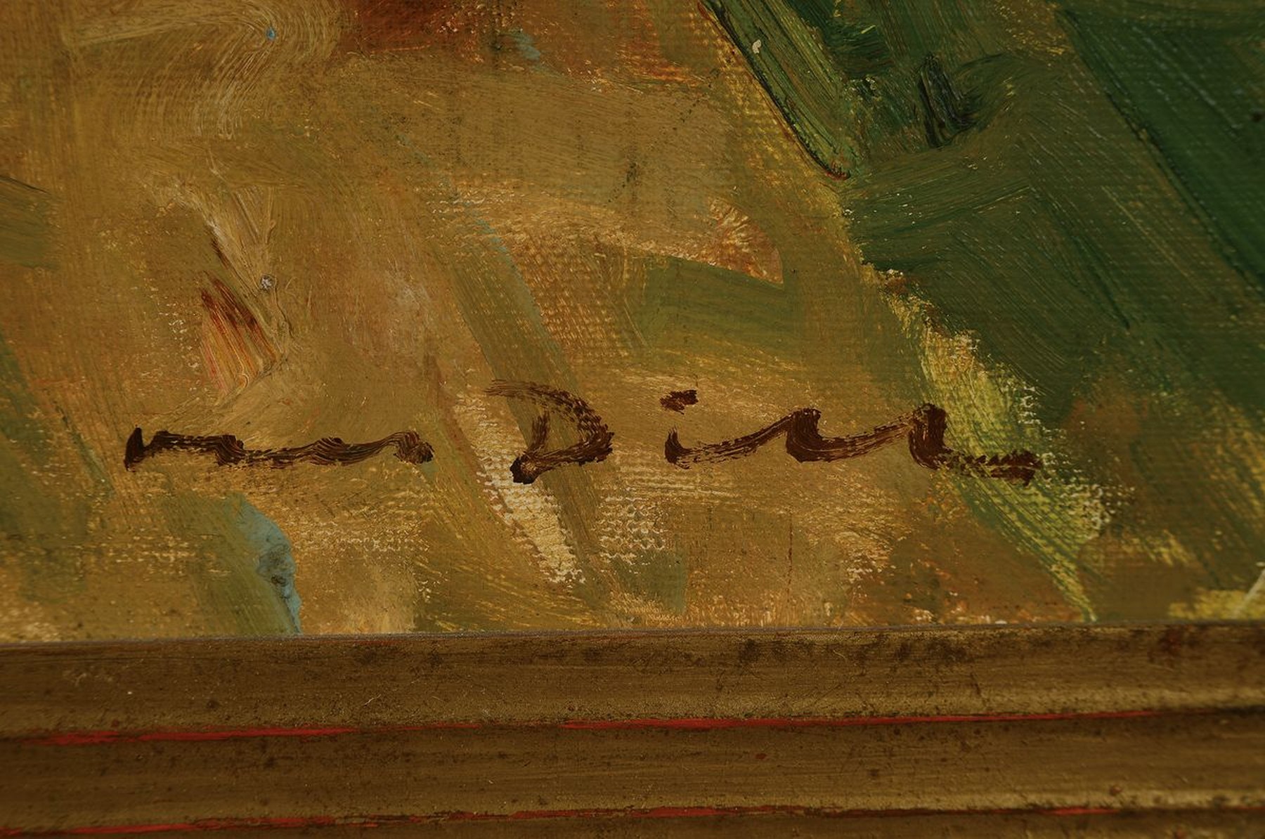 Detail a: Otto Dill, 1884 Neutadt - 1957 Bad Dürkheim,Herrenreiter mit zwei Kaltblütern in pfälzer Landschaft, um 1935/38, rechts unten signiert, ...