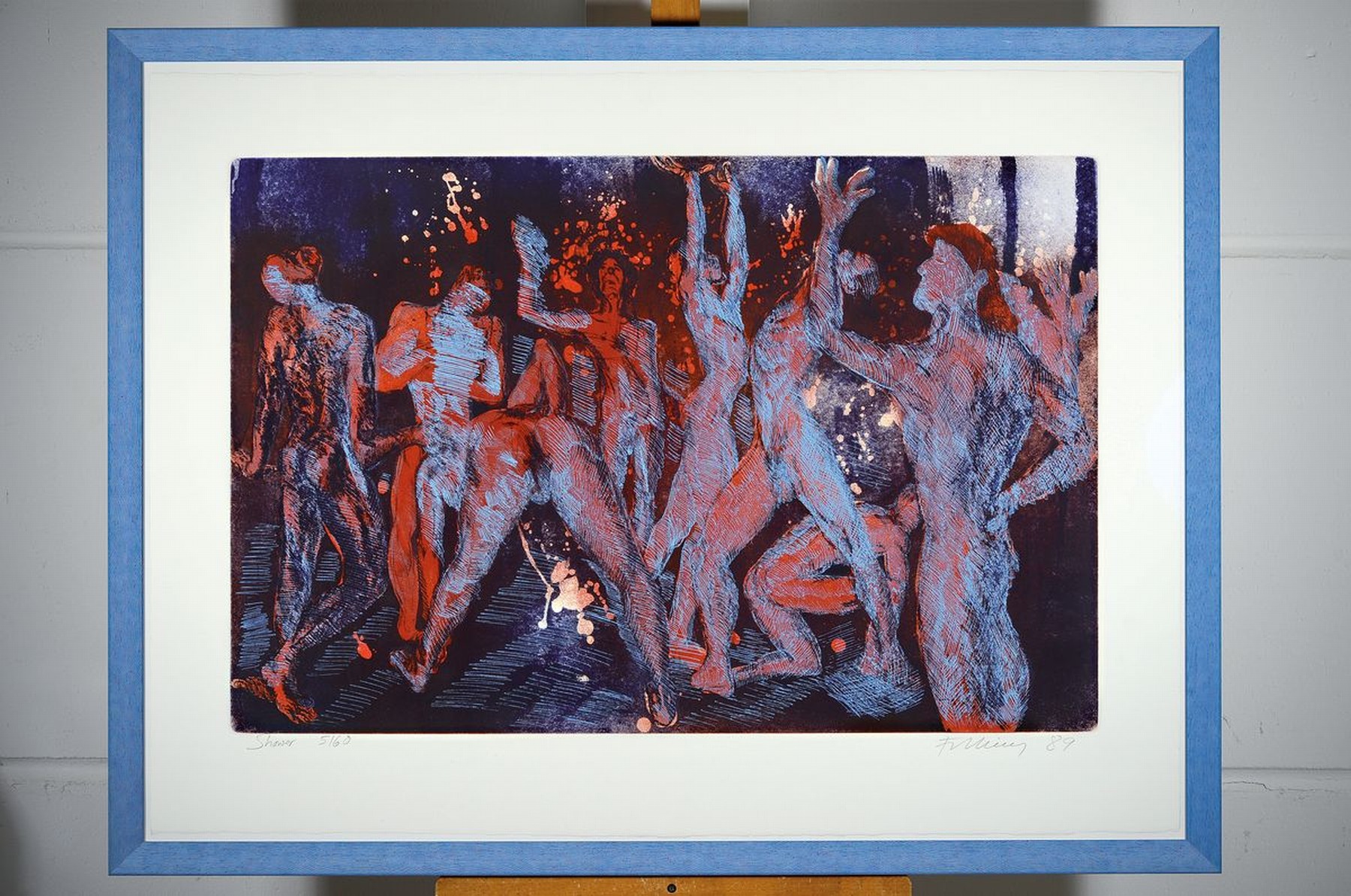 Detail k: Rainer Fetting, geb. 1949 Wilhelmshaven, Studium an der HBK Berlin, "Shower" (1989), Farbradierung, signiert, betitelt u. datiert, Ed. ...