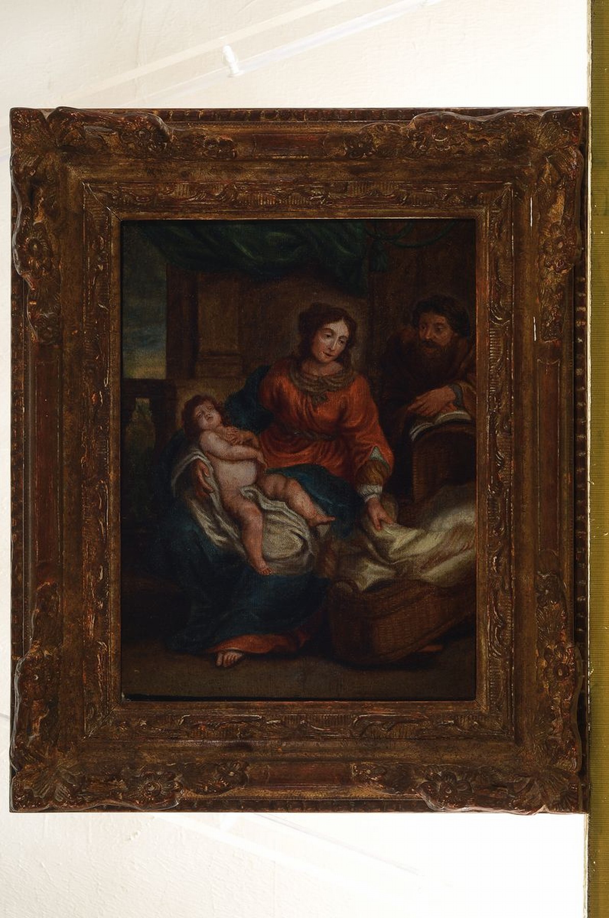 Detail k: Unbekannter Traditionalist, 19.Jh., Heilige Familie, nach Anthonis van Dycks "Ruhe auf der Flucht nach Ägypten" (1630), Öl/Lwd, l. rest., ...