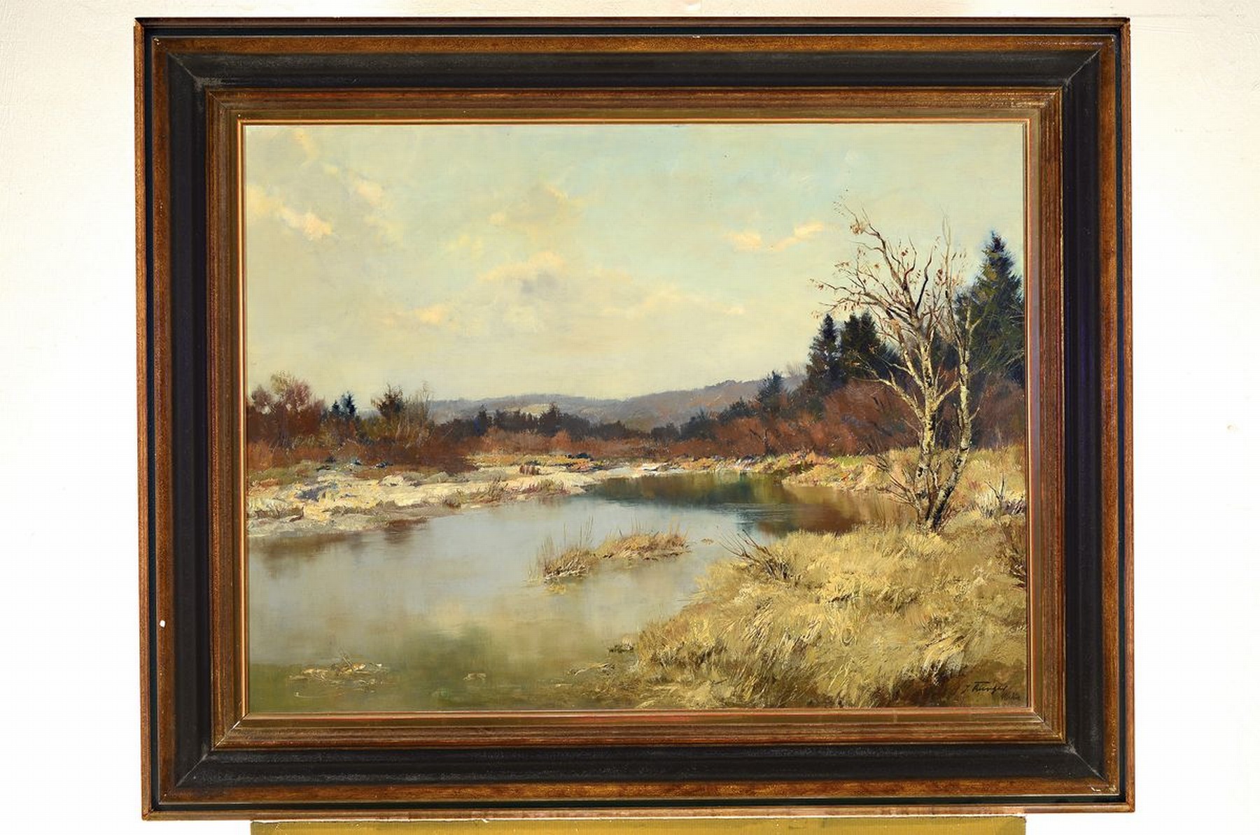 Detail k: Josef Burger, 1887 München - 1966 ebenda, Schüler von Leo Putz, Landschaft im Dachauer Moos, betitelt, "Altwasser", akademische Manier, ...