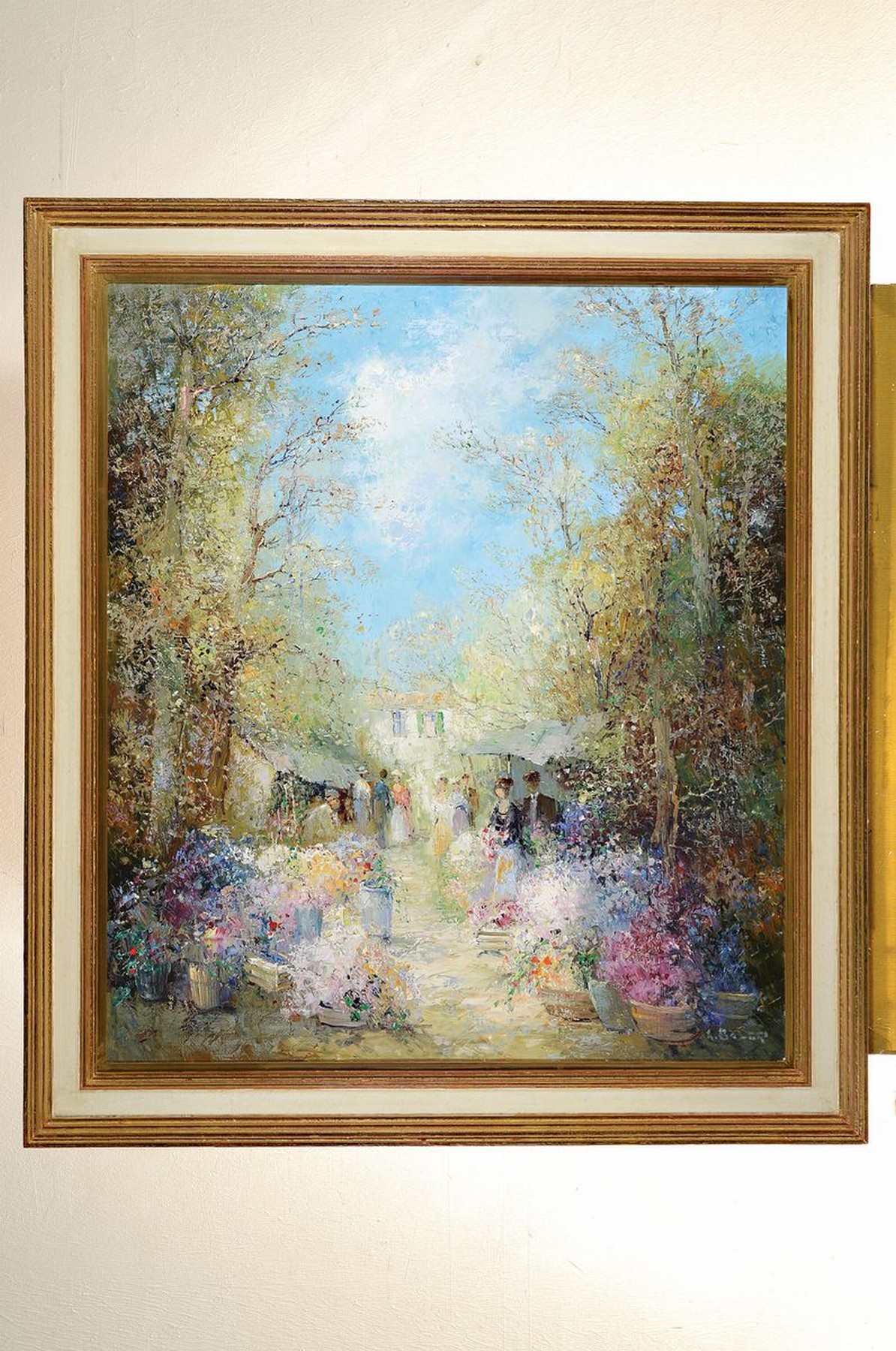 Detail k: Willi Bauer, geb. 1949 im Spessart, Studium an der Kunstakademie Frankfurt a.M., Blumenmarkt, impressionistisch- pointilistische Auffassung, pastos- ...