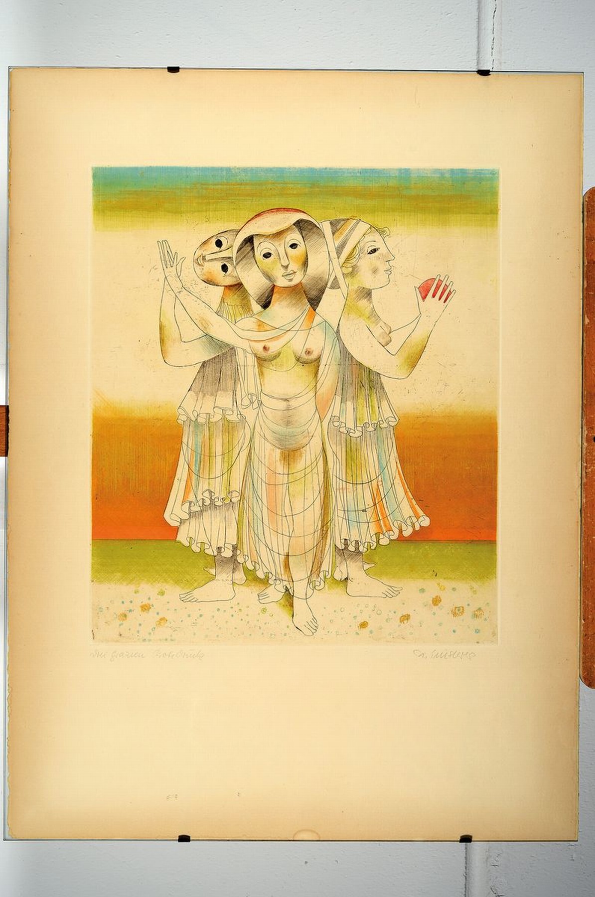 Detail k: Alfred Finsterer, 1908 Nürnberg - Stuttgart 1996, zwei große Farbradierungen, Clowns, num. 18/75, Abb. ca. 39x 70 cm Blattmaß: 64 x 90 cm, und die ...