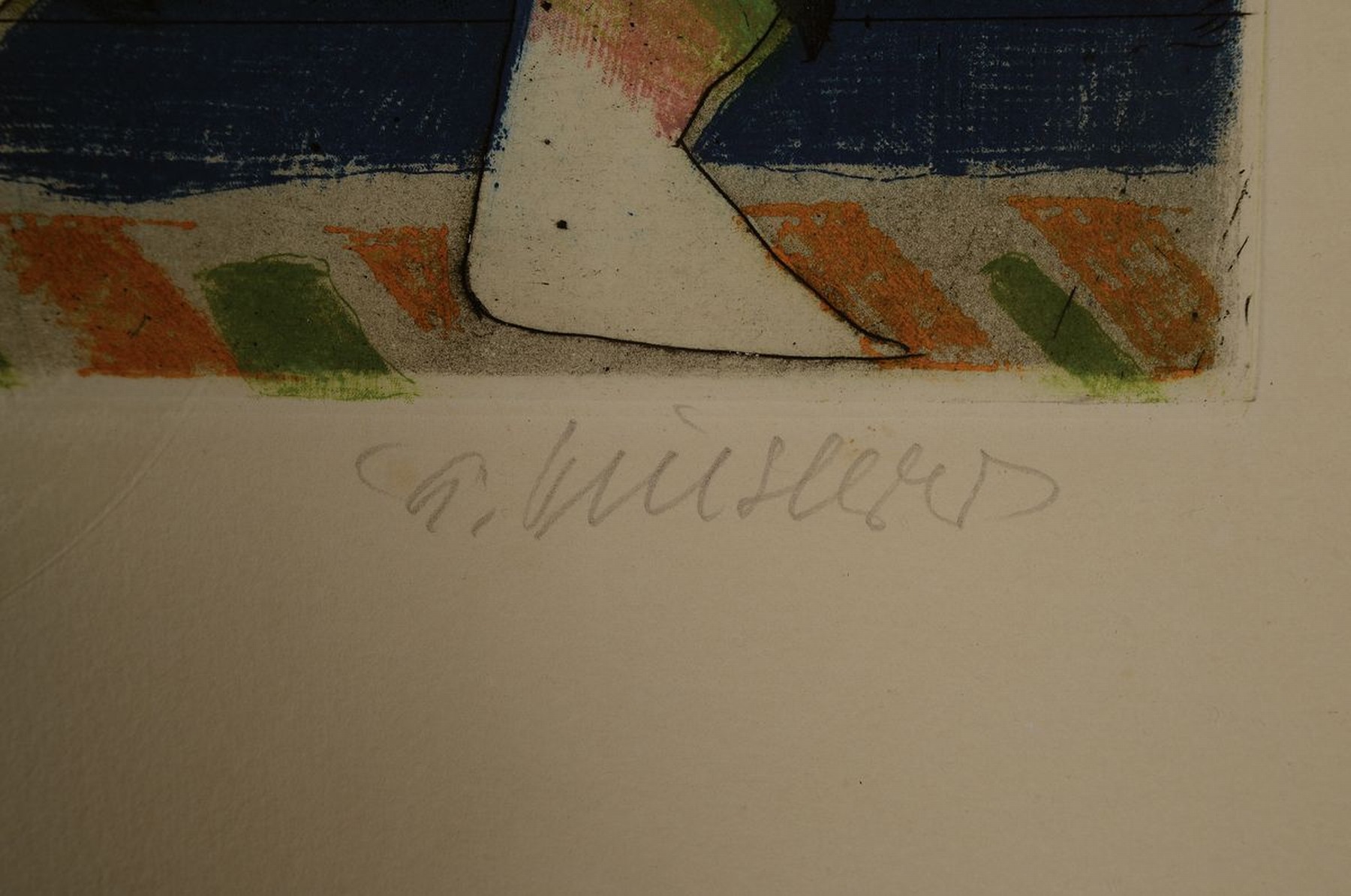 Detail o: Alfred Finsterer, 1908 Nürnberg - Stuttgart 1996, zwei große Farbradierungen, Clowns, num. 18/75, Abb. ca. 39x 70 cm Blattmaß: 64 x 90 cm, und die ...