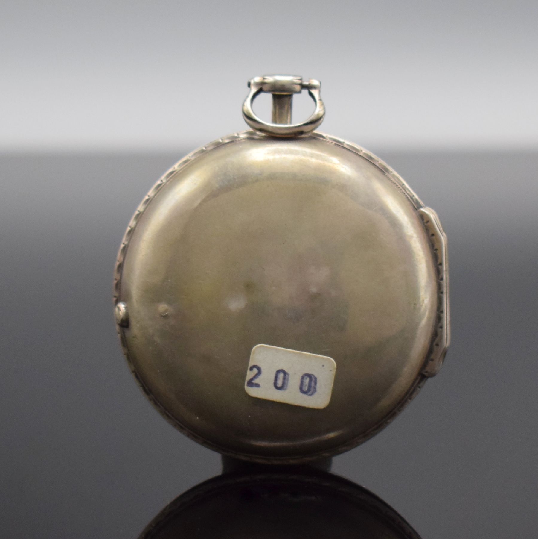 Detail a: GEORGE PRIOR Spindeltaschenuhr für osmanischen Markt mit 2 Übergehäusen, England um 1780, Silber, Emailzifferbl. mit osmanischen Zahlen ...