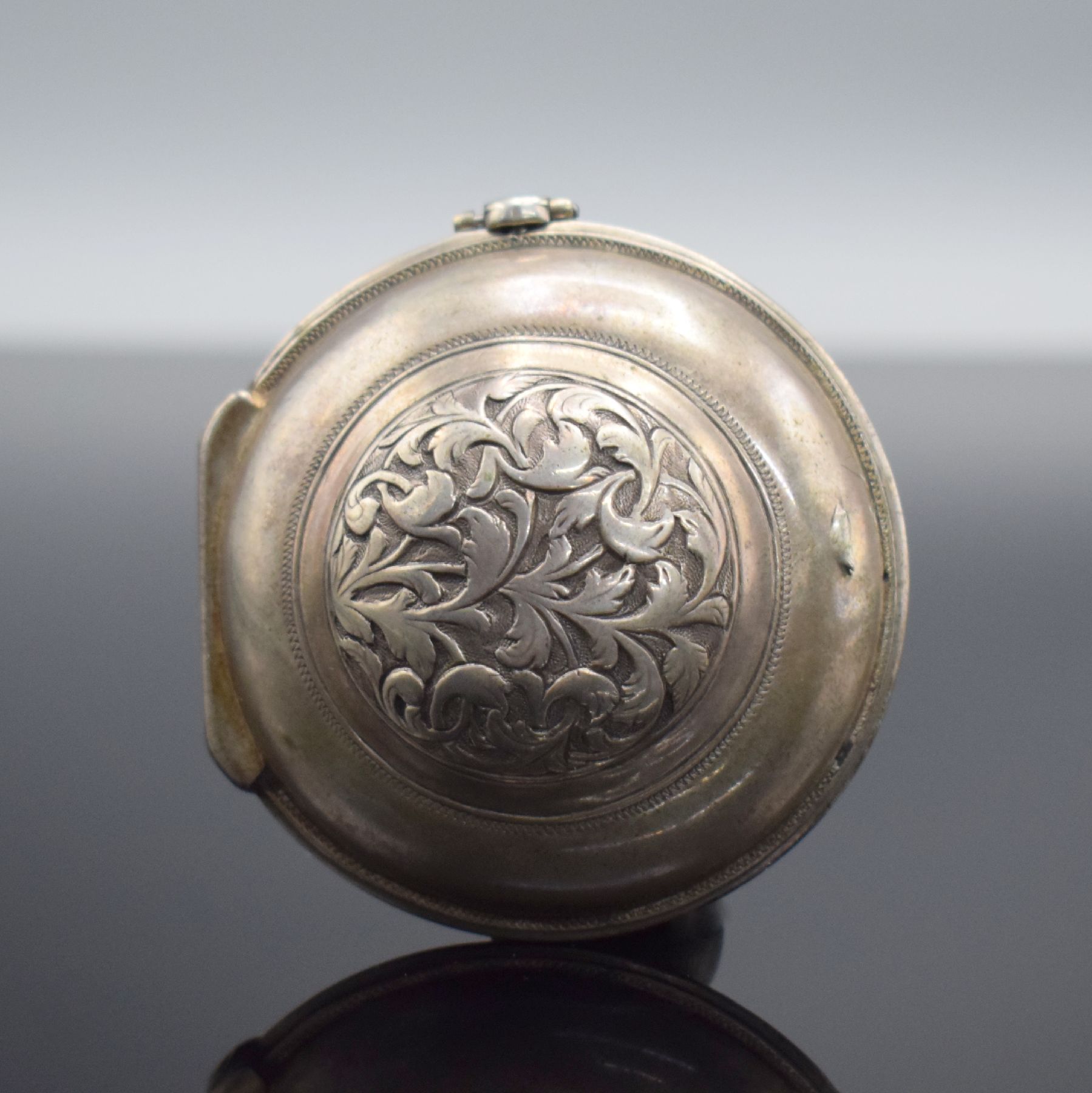 Detail h: GEORGE PRIOR Spindeltaschenuhr für osmanischen Markt mit 2 Übergehäusen, England um 1780, Silber, Emailzifferbl. mit osmanischen Zahlen ...