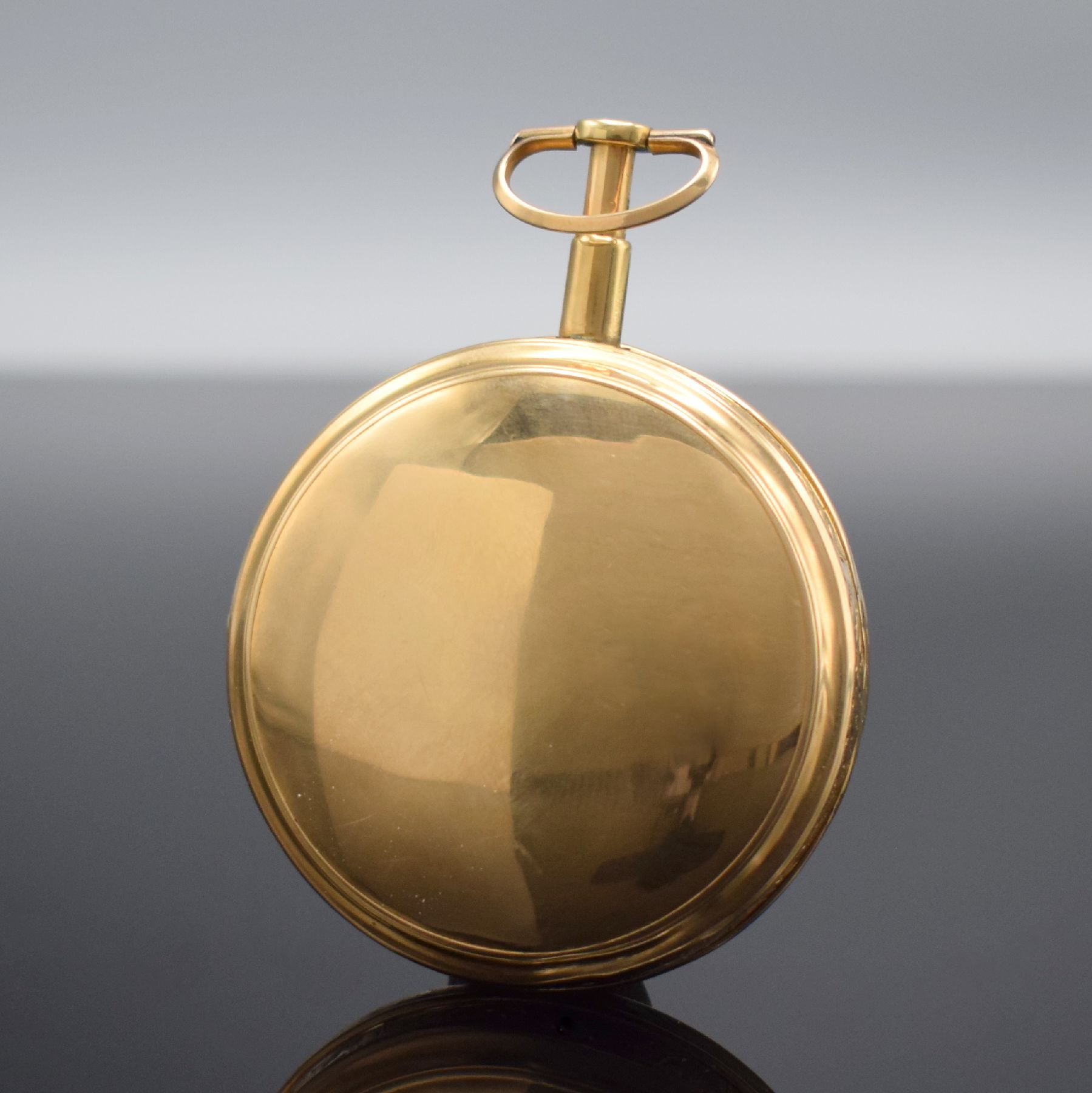 Detail a: MEURON & Comp offene Spindeltaschenuhr in Roségold 750/000 mit 1/4-Stundenrepetition, Schweiz um 1800, 2-teil. Gehäuse, Ränder floral grav., ...