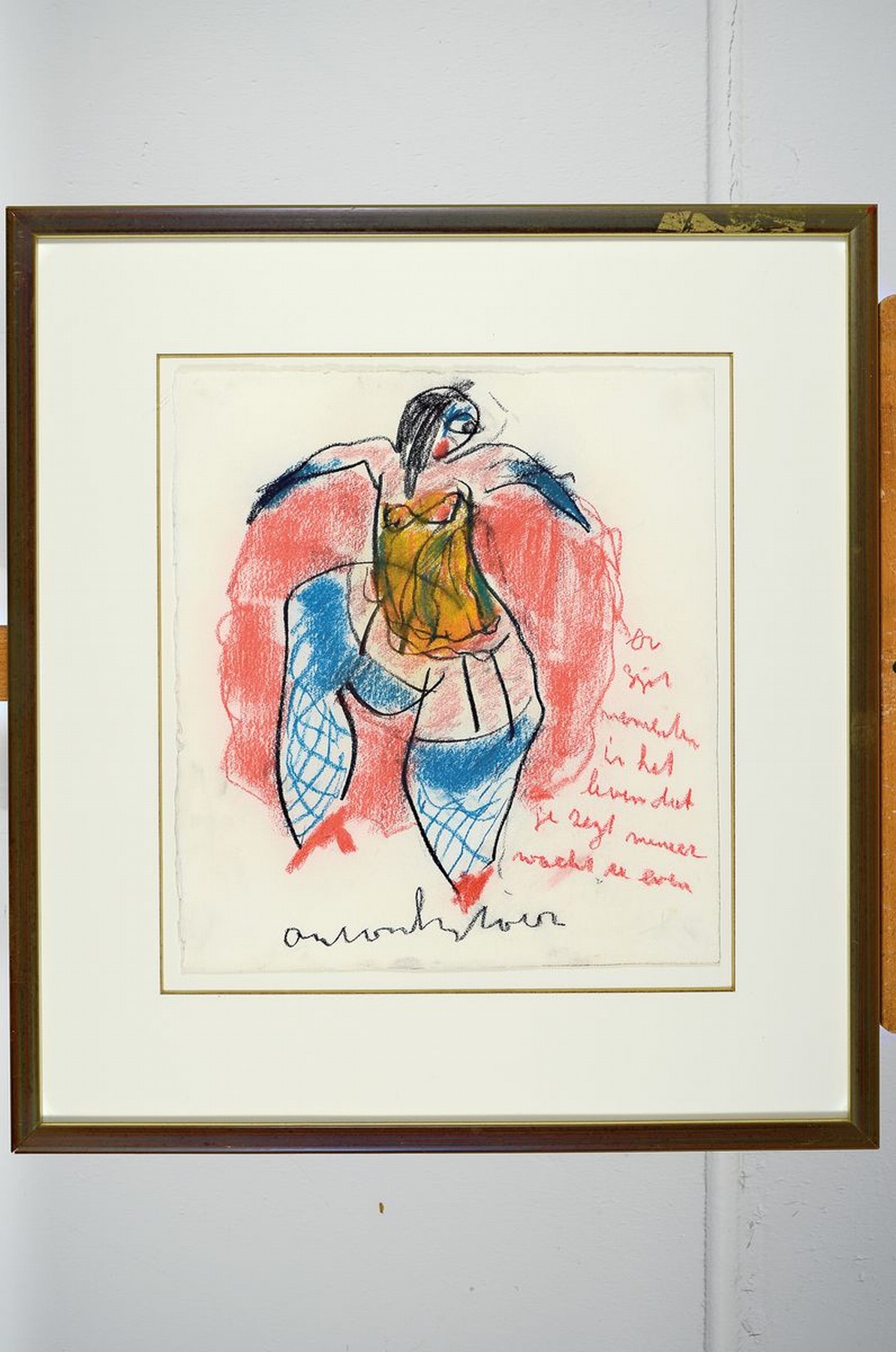 Detail k: Anton Heyboer, 1924-2005, tanzende Frauenfigur, Wachsstift und Tempera auf Papier, signiert, ca. 40x36cm, PP, u.Gl., R. ca. 64x58cm