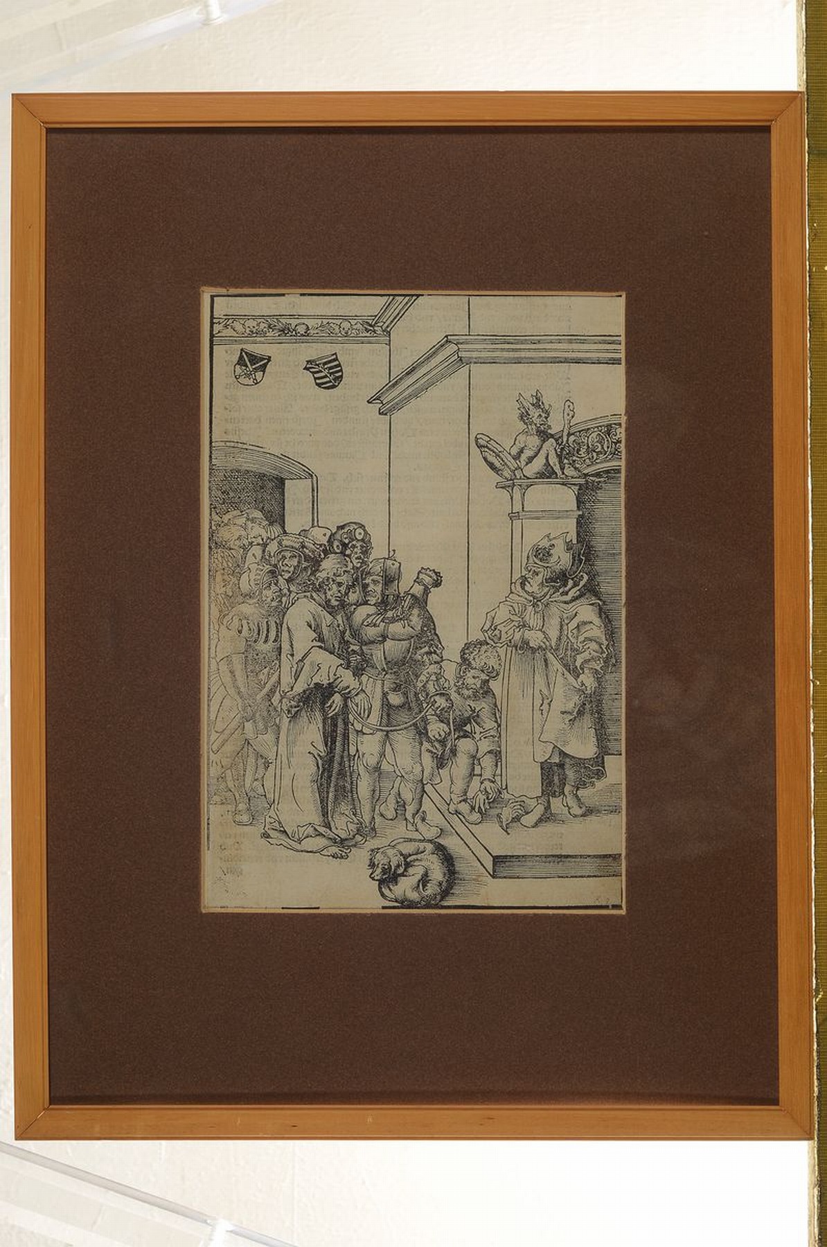 Detail k: Lucas Cranach, 1472 Kronach - 1553 Weimar, Holzschnitt, Christus vor Kaiphas, aus Cranachs Passionsfolge (Wittenberg 1509), mit Erfassungslinie, ...
