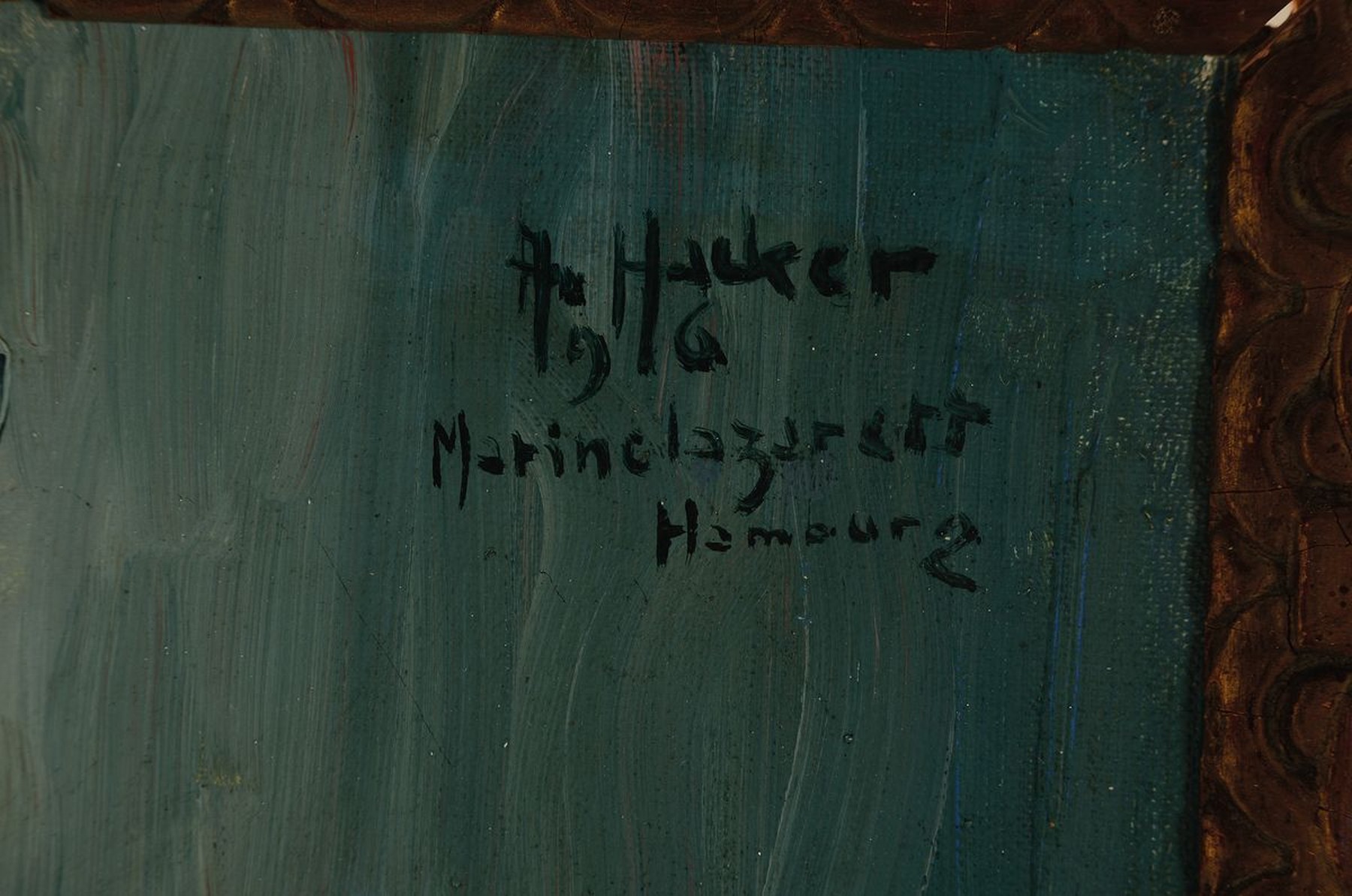 Detail a: Adolf Hacker, 1873 Schwarzenbach/Saale-1943 Heidelberg, Junger Matrose der kaiserl. Marine, Öl/Malkarton, rechts oben signiert, datiert 1916 und ...