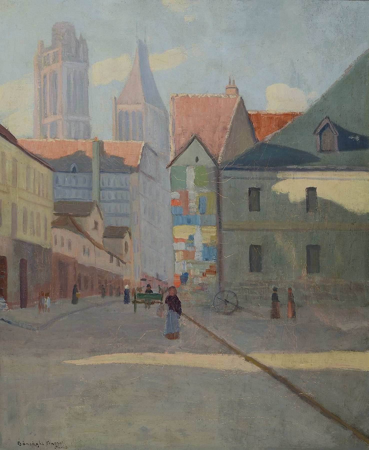Vincze Bansagi, 1881-1960, Ungarn, Ansicht aus Paris, Öl/Lwd, links unten signiert und bez. Paris, ca. 55x45cm, R. ca. 59x49cm