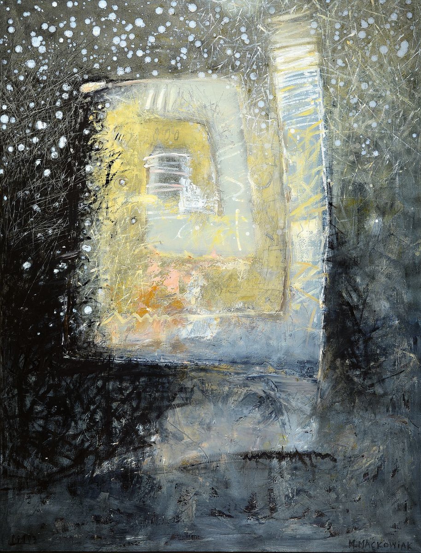 Malgorzata Mackowiak, geb. 1964, Abstrakte Komposition, Öl/Lwd, rechts unten signiert, rückseitig dat. 1993, ca. 116x98cm