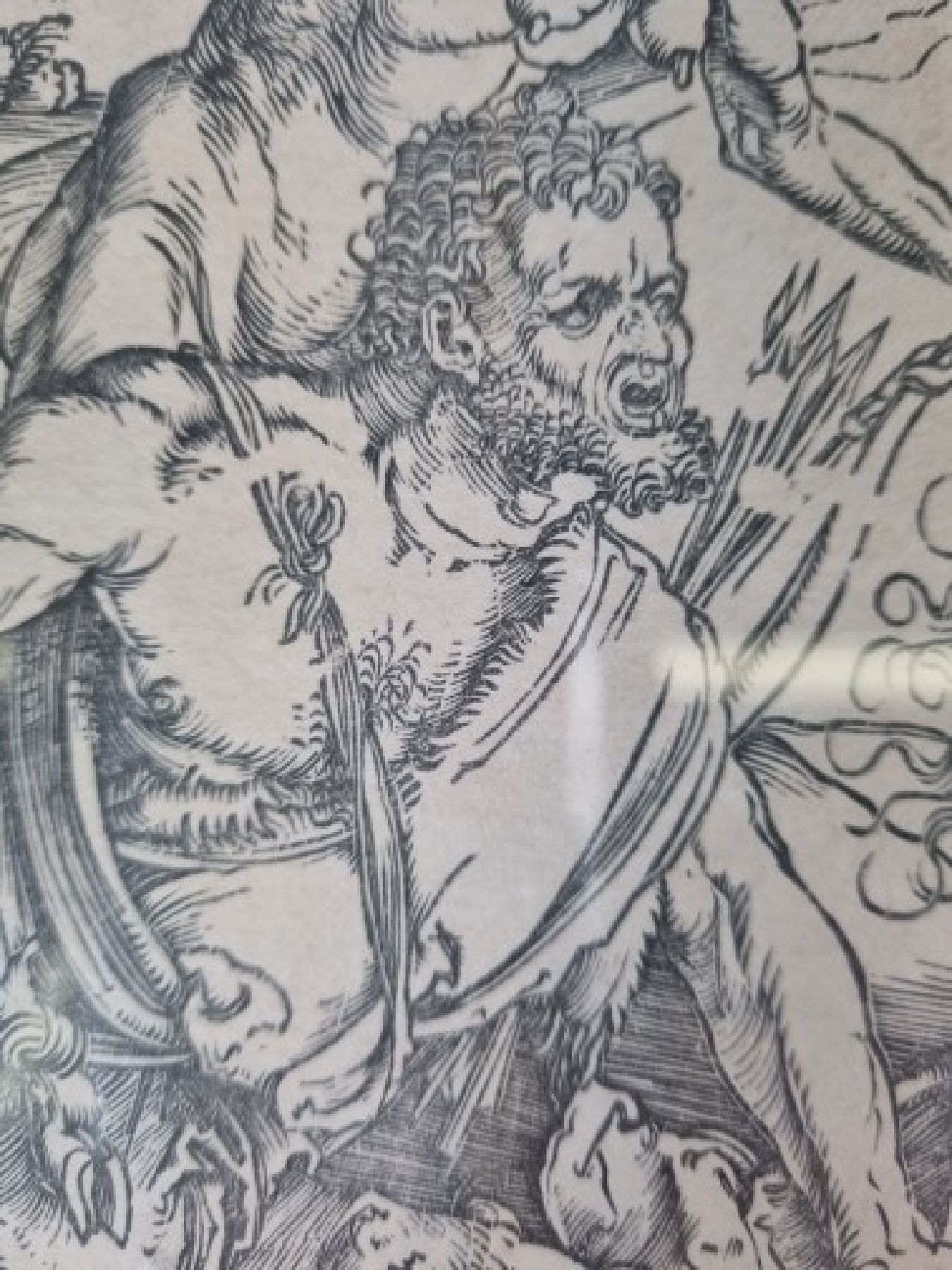 Detail b: Albrecht Dürer, 1471 Nürnberg - 1528 ebenda, Holzschnitt, "Herkules" (1496-98), Herkules tötet die Molioniden, späterer Abzug, wohl ...