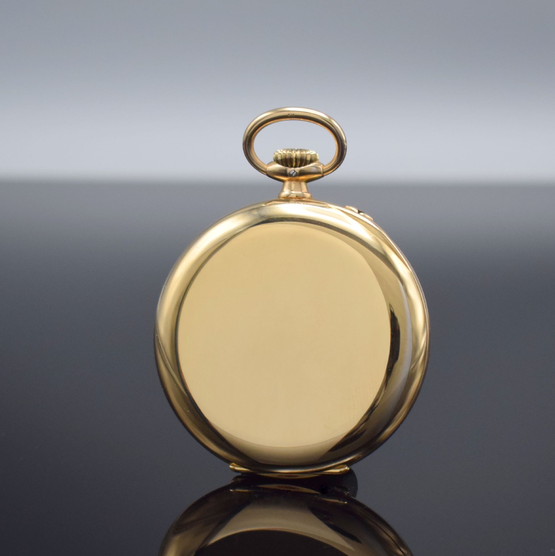Detail a: FRITZ MAURMANN offene Schultaschenuhr in GG 585/000, Deutschland um 1932, glattes Geh., Goldcuvette, verg. Metallzifferbl. m. aufgel. Breguet-Zahlen, ...