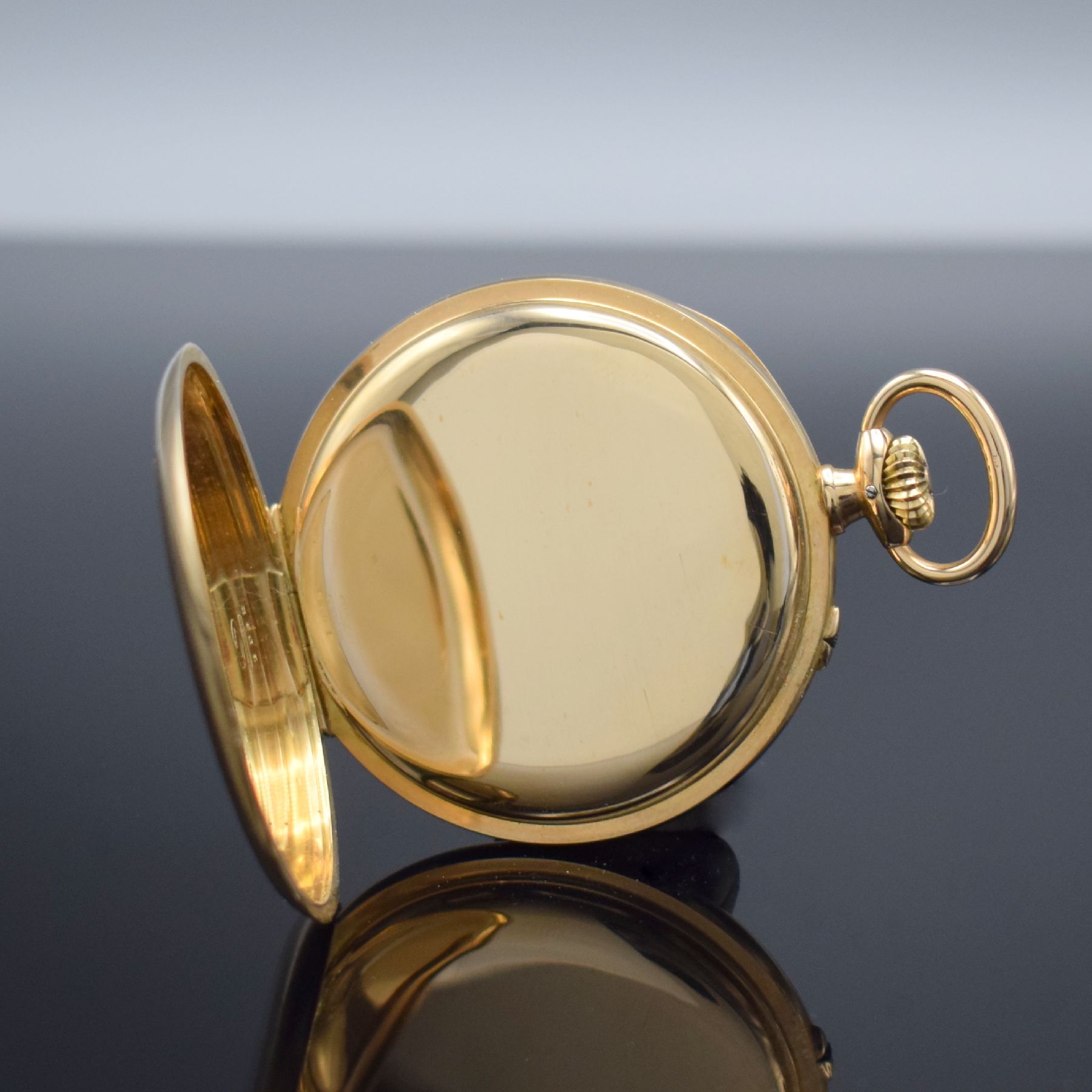 Detail c: FRITZ MAURMANN offene Schultaschenuhr in GG 585/000, Deutschland um 1932, glattes Geh., Goldcuvette, verg. Metallzifferbl. m. aufgel. Breguet-Zahlen, ...