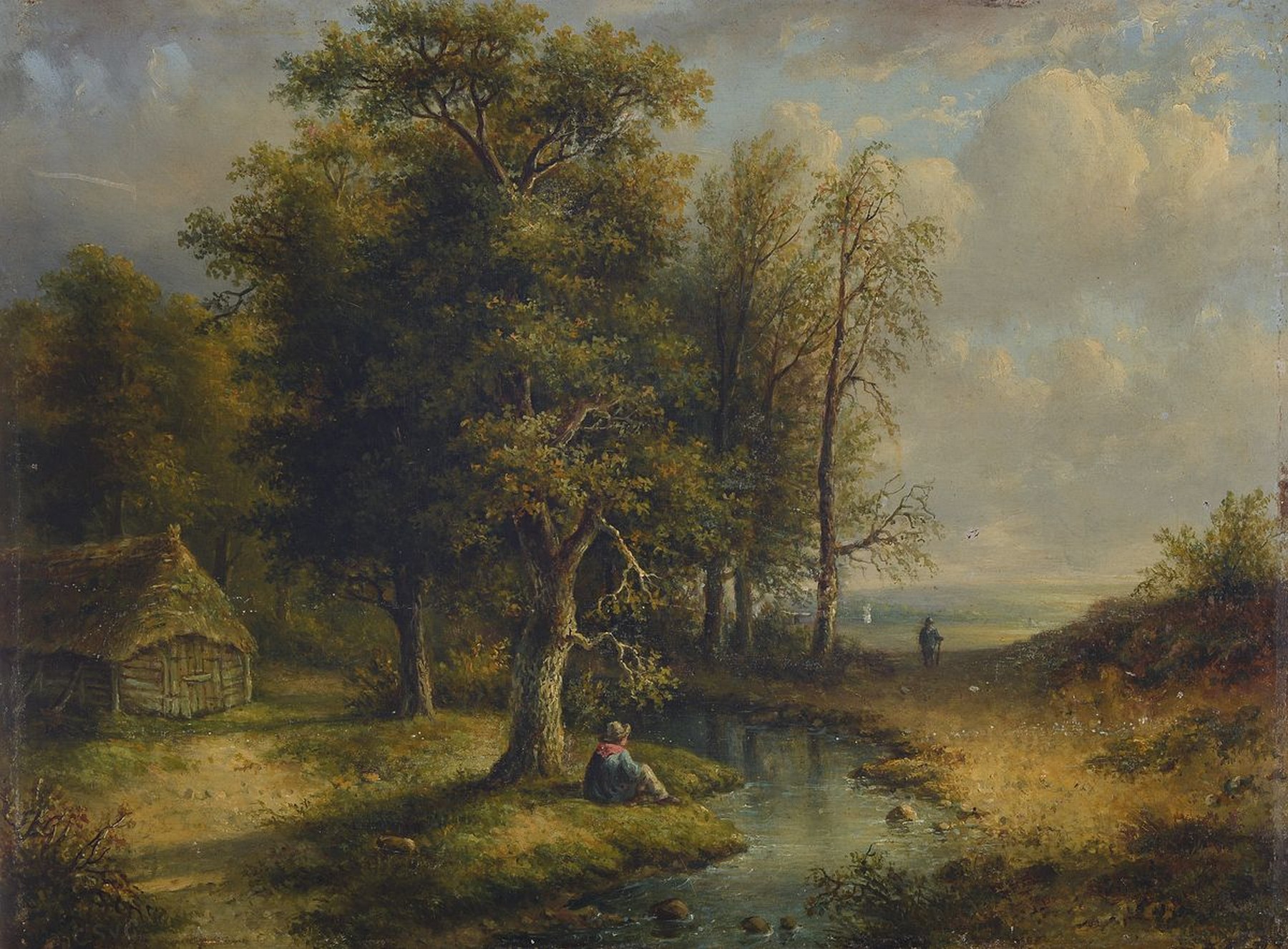 Bonifacius Cornelis Schneiders van Greyffenswerth, 1803 Zierikzee - 1873 Amsterdam, Landschaftsmaler in akademischer Manier, Bachlandschaft mit ...