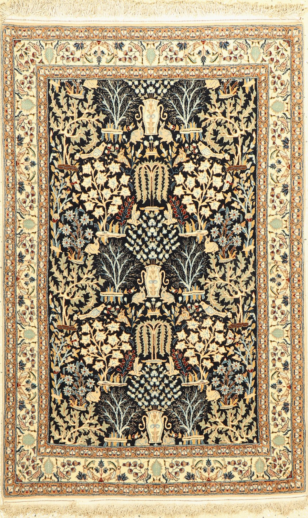 Nain fein(6 La), China, ca. 40 Jahre, Korkwolle mit und auf Seide, ca. 128 x 83 cm, ca. 1,0 Mio. Kn/qm, EHZ: 2