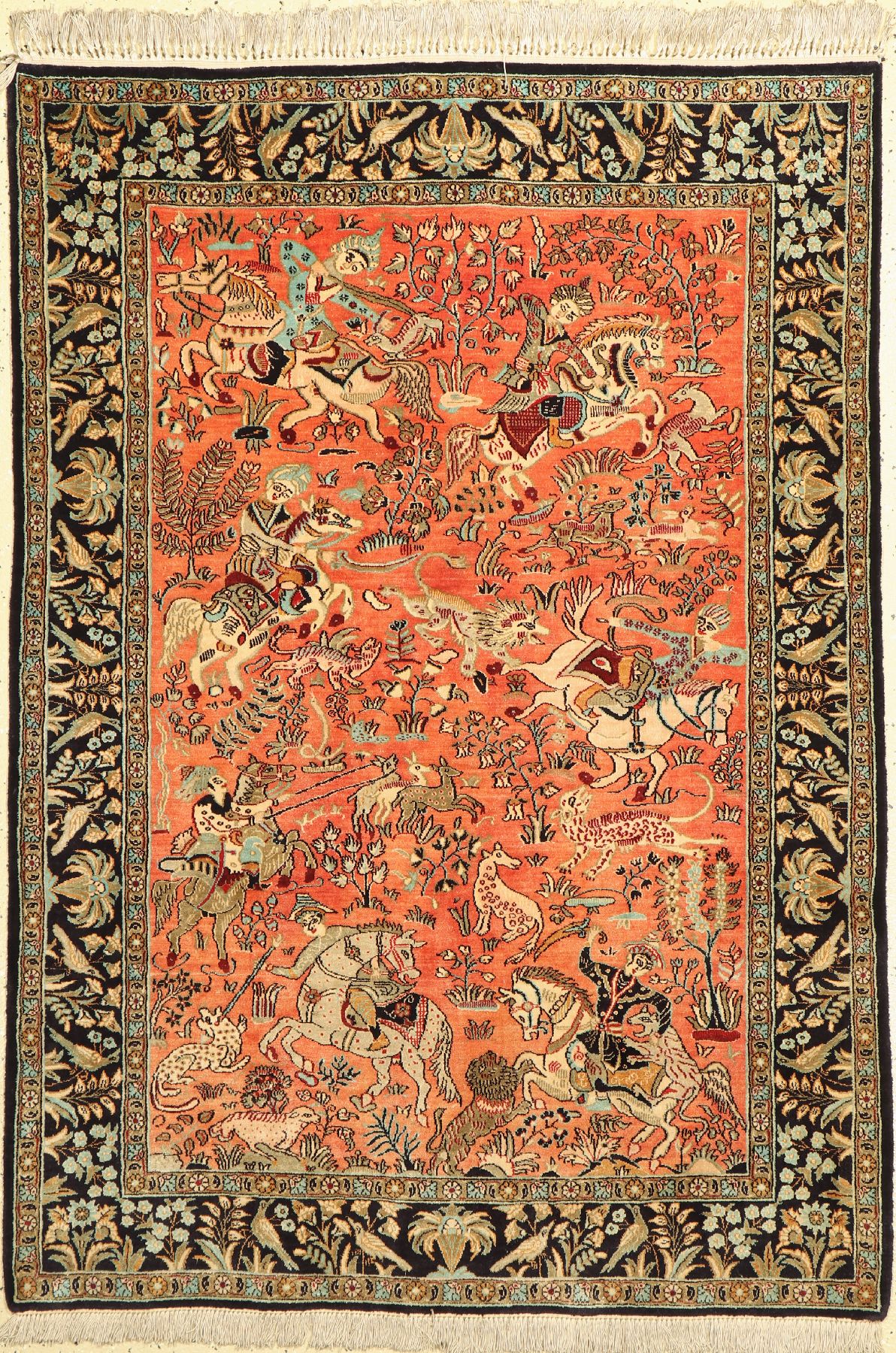 Ghom Seide alt, Persien, um 1960, reine Naturseide, ca. 155 x 110 cm, EHZ: 2