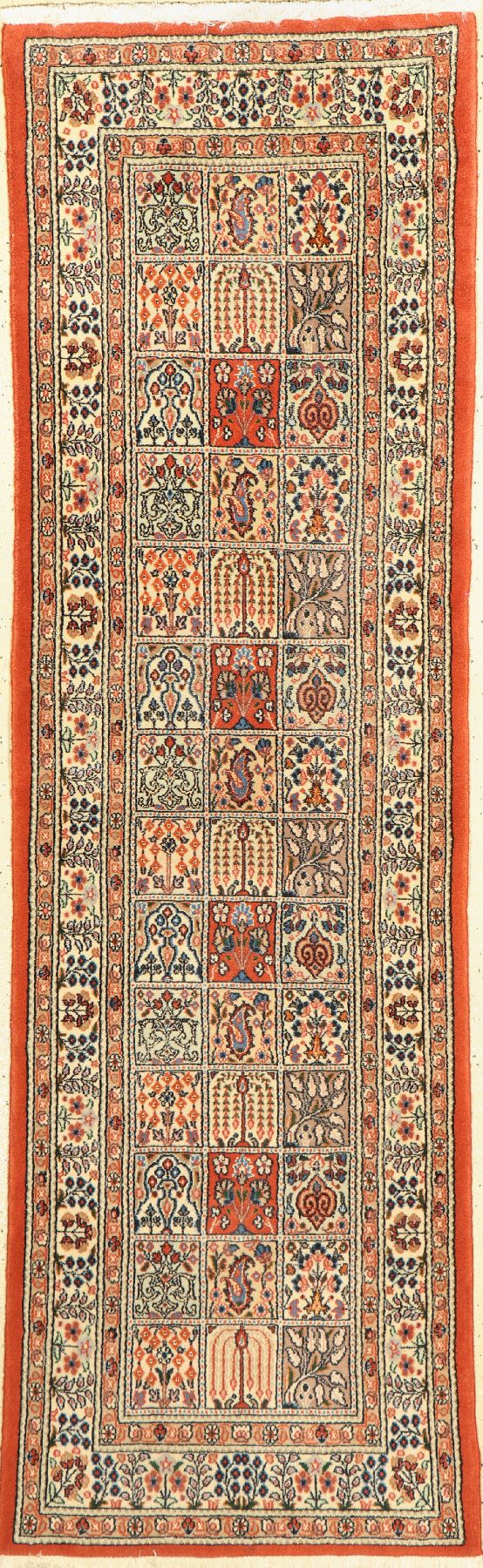 Mud fein, Persien, ca. 40 Jahre, Korkwolle mit Seide, ca. 200 x 61 cm, ca. 500.000 Kn/qm,EHZ: 2