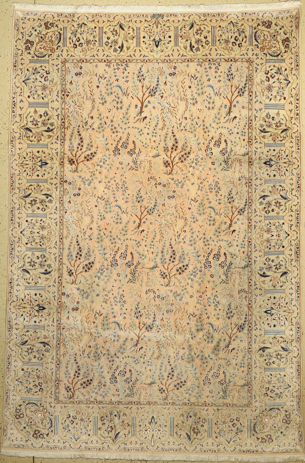 Nain fein, signiert, Persien, ca. 50 Jahre,Korkwolle mit Seide, ca. 295 x 197 cm, EHZ: 2-3
