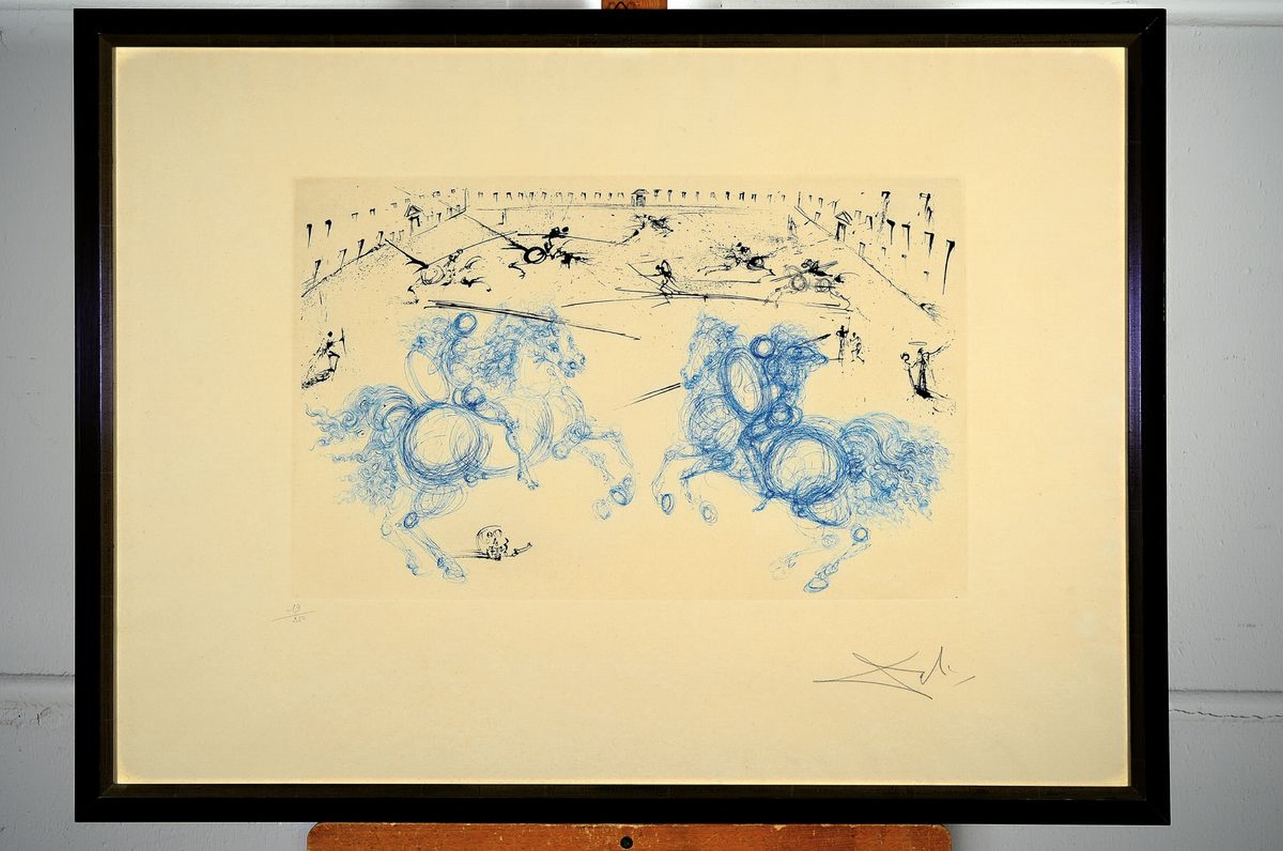 Detail k: Salvador Dali, 1904 - 1989, Combat de cavalier (1975), aus der Serie Calderón, Das Leben ein Traum, Farbradierung mit Aquatinta, Auflage 250 auf ...