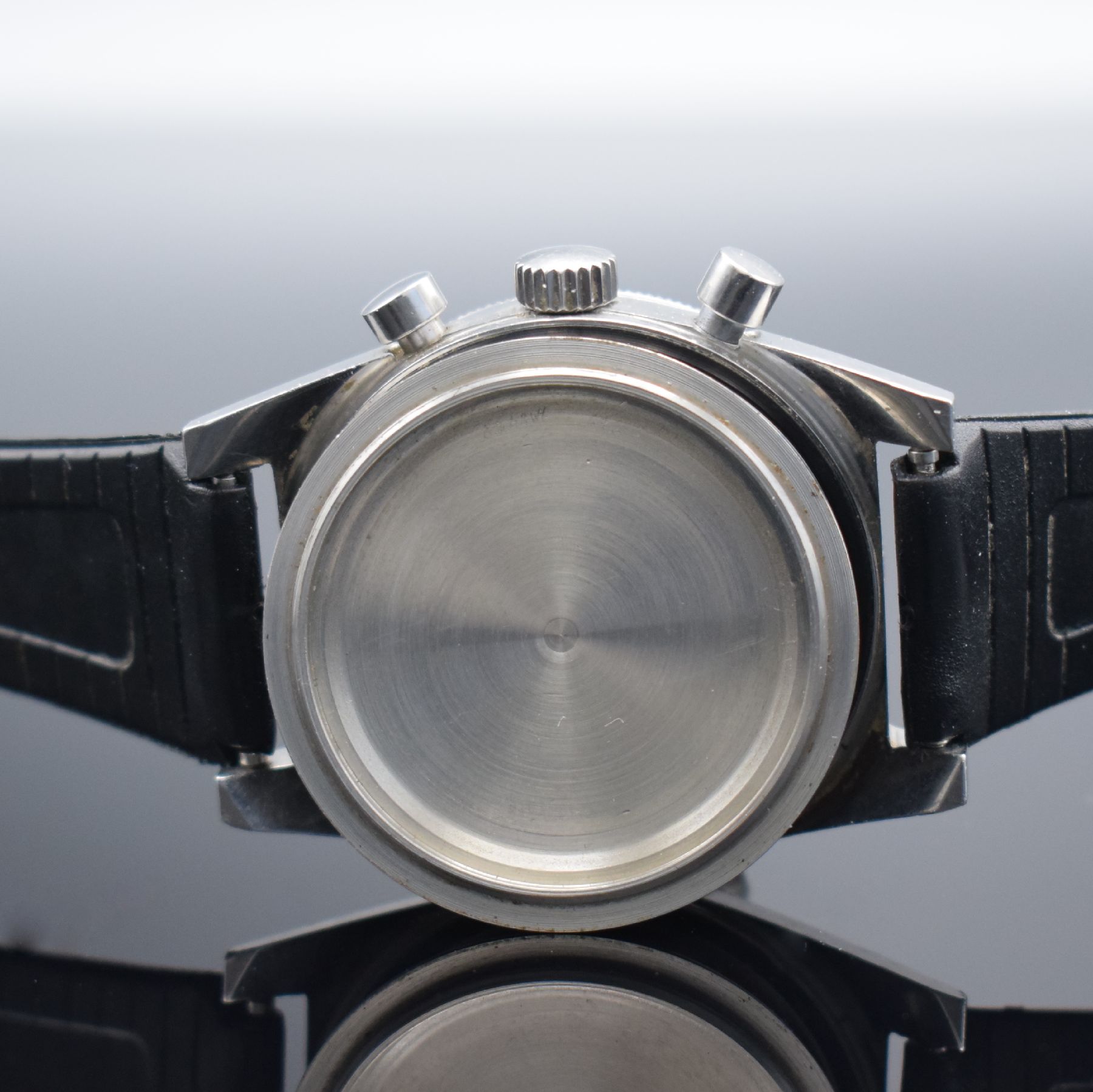Detail f: LE PHARE seltene Herrenarmbanduhr mit Chronograph Kaliber Valjoux 92, Schweiz um 1965, Handaufzug, Stahlgeh. m. geschr. Boden, beids. drehb. ...