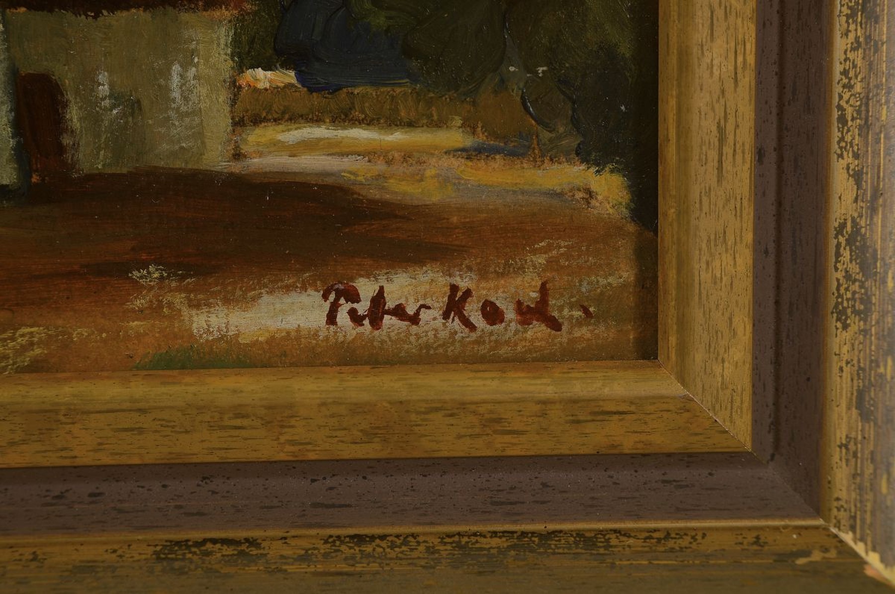 Detail a: Peter Koch, 1874 Deidesheim-1956 Gimmeldingen, Kapelle auf dem Feld, Öl/ Malkarton, rechts unten signiert, ca. 25x35cm, R. ca. 33x43cm