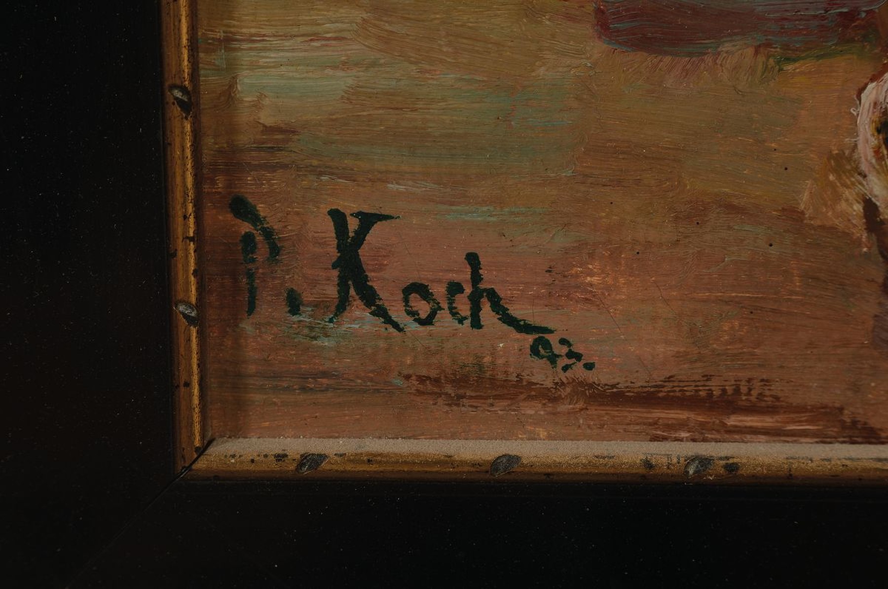 Detail a: Peter Koch, 1874 Deidesheim-1956 Gimmeldingen, Alpenveilchen, Öl/Malkarton, links unten signiert, ca. 45x35cm, R. ca. 58x48cm