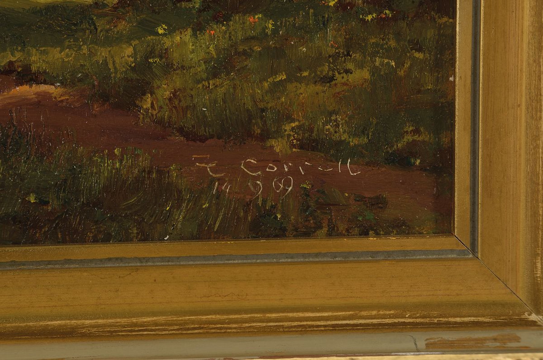 Detail c: Hermann Correll, 1905-1976 Neustadt a.d.Weinstraße, Konvolut aus 3 Arbeiten: Waldweg, Öl/Hartfaser, sign. und dat. 69, ca. 28x20cm; Blick auf die ...