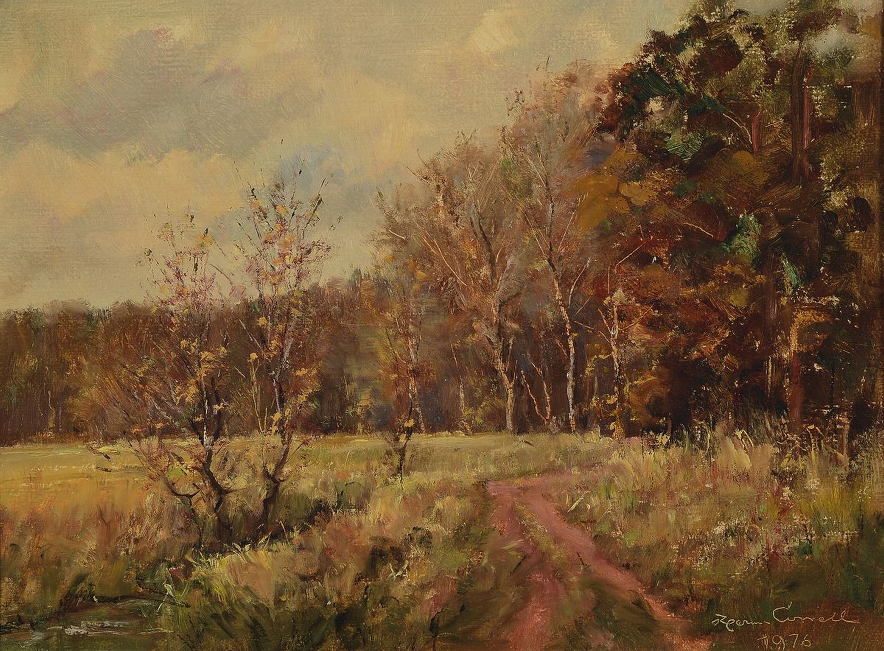 Detail d: Hermann Correll, 1905-1976 Neustadt a.d.Weinstraße, Konvolut aus 3 Arbeiten: Waldweg, Öl/Hartfaser, sign. und dat. 69, ca. 28x20cm; Blick auf die ...