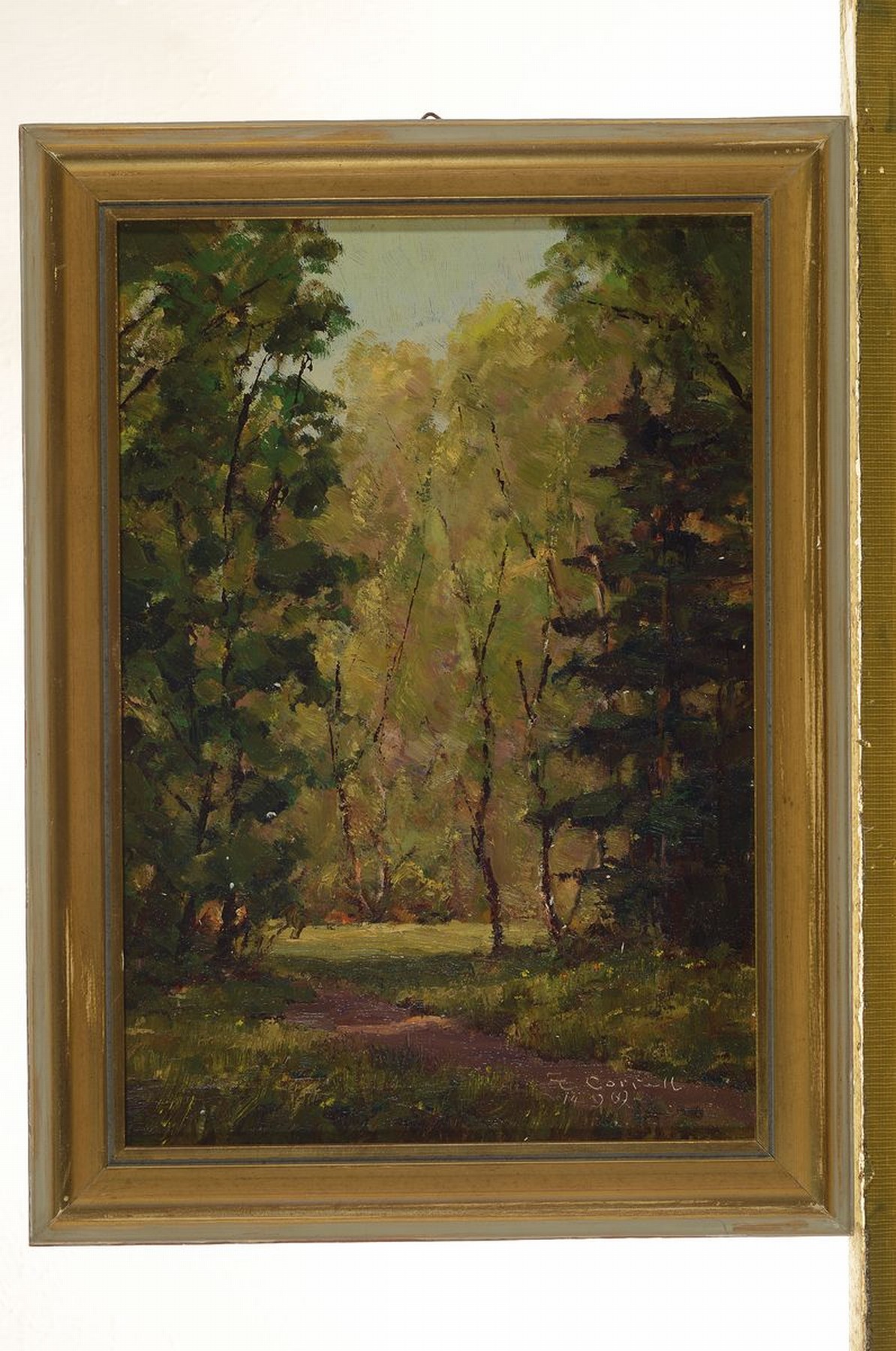 Detail k: Hermann Correll, 1905-1976 Neustadt a.d.Weinstraße, Konvolut aus 3 Arbeiten: Waldweg, Öl/Hartfaser, sign. und dat. 69, ca. 28x20cm; Blick auf die ...