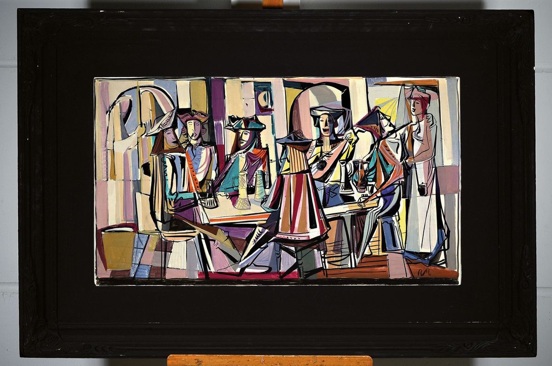 Detail k: Rolf Müller-Landau, 1903 Kayingchow-1956 Bad Bergzabern, Ritterliches Festmahl, Gouache auf Papier, monogr., ca. 53x92cm, PP, R. ca. 86x126cm