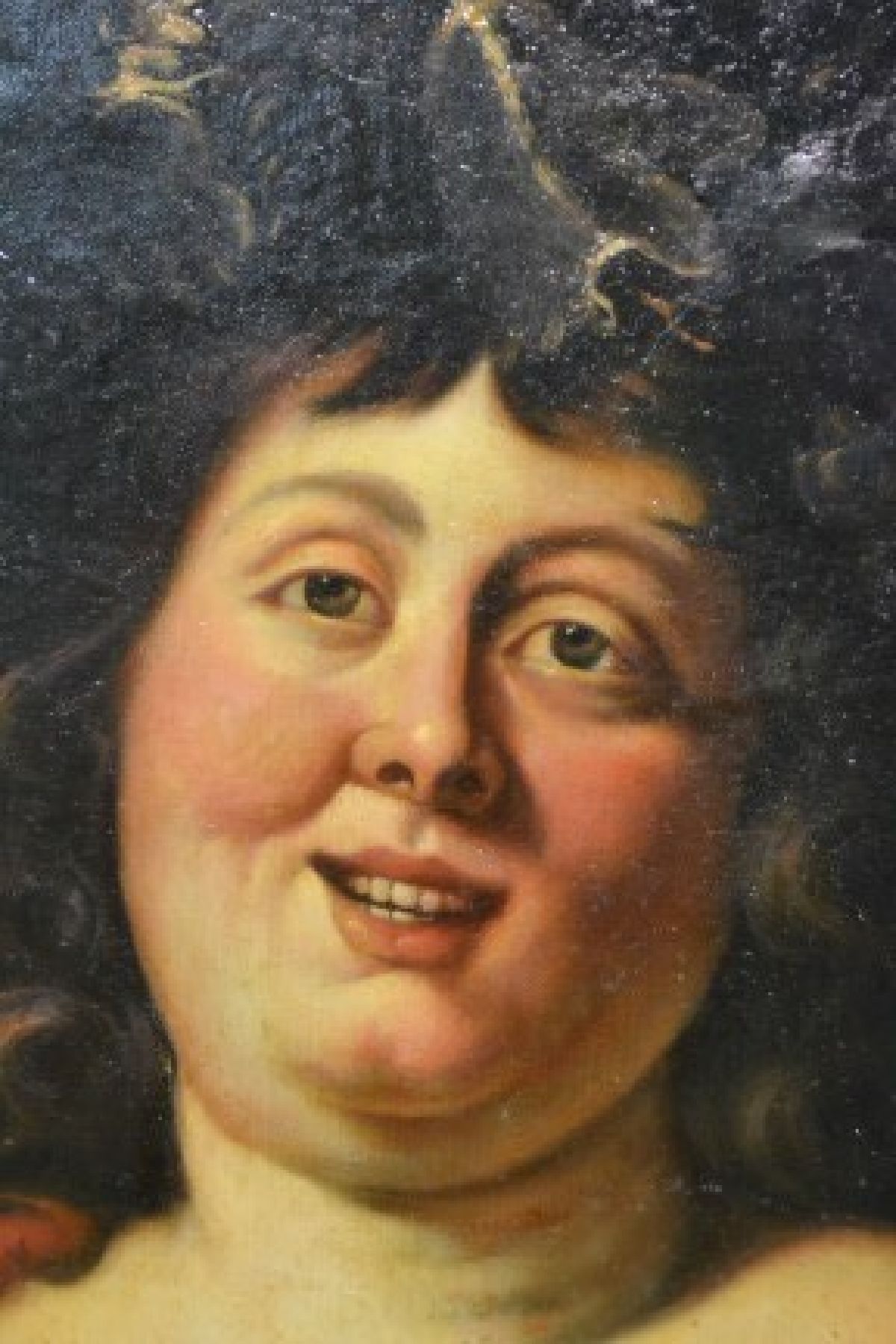 Detail b: Rénard, Maler der 2. Hälfte des 19. Jh., Halbporträt eines Dionysos, Öl/Lwd, rest., doubl., rechts unten signiert, ca. 60x50cm, goldfarbener ...