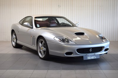 Image 26370315 - Ferrari 575 F1 Maranello, first registered 01/2005, chassis number: ZFFBT55B000134687, mileage approximately 41.000 km, regularly serviced, 379 kW/515 PS, automatic transmission, exterior color silver metallic, interior full leather in Bordeaux, Daytona seats, complete onboard toolkit/original toolbox, 2 new tanks installed