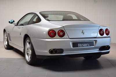 26370315c - Ferrari 575 F1 Maranello, first registered 01/2005, chassis number: ZFFBT55B000134687, mileage approximately 41.000 km, regularly serviced, 379 kW/515 PS, automatic transmission, exterior color silver metallic, interior full leather in Bordeaux, Daytona seats, complete onboard toolkit/original toolbox, 2 new tanks installed