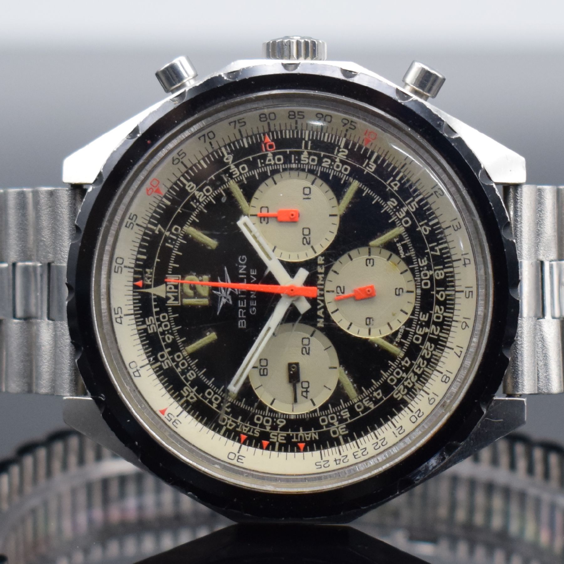 Detail a: BREITLING Navitimer seltene Herrenarmbanduhr mit Chronograph Referenz 816-72 mit Kaliber Valjoux 724, Schweiz um 1968, Handaufzug, großes ...