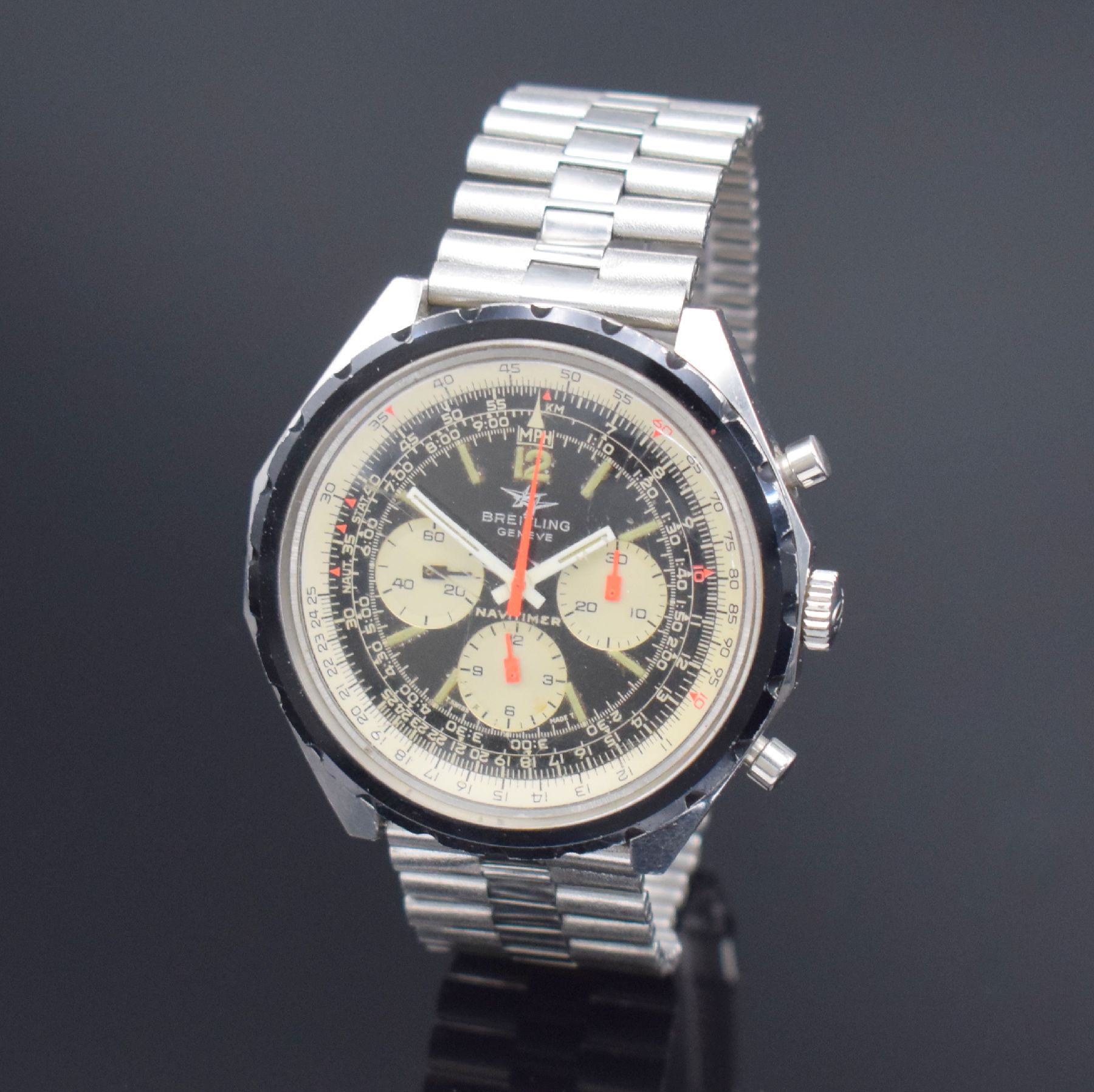 Detail b: BREITLING Navitimer seltene Herrenarmbanduhr mit Chronograph Referenz 816-72 mit Kaliber Valjoux 724, Schweiz um 1968, Handaufzug, großes ...