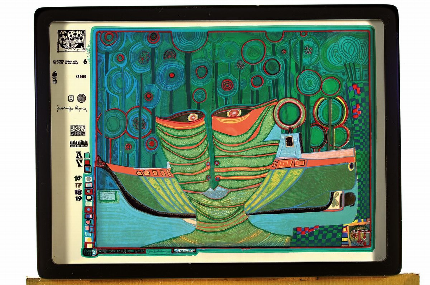 Detail k: Friedensreich Hundertwasser, 1928 Wien- 2000 Australien, "Kolumbus Regentag in Indien", 1971/72, Blatt 6 aus der Regentagsmappe, Ed. ...