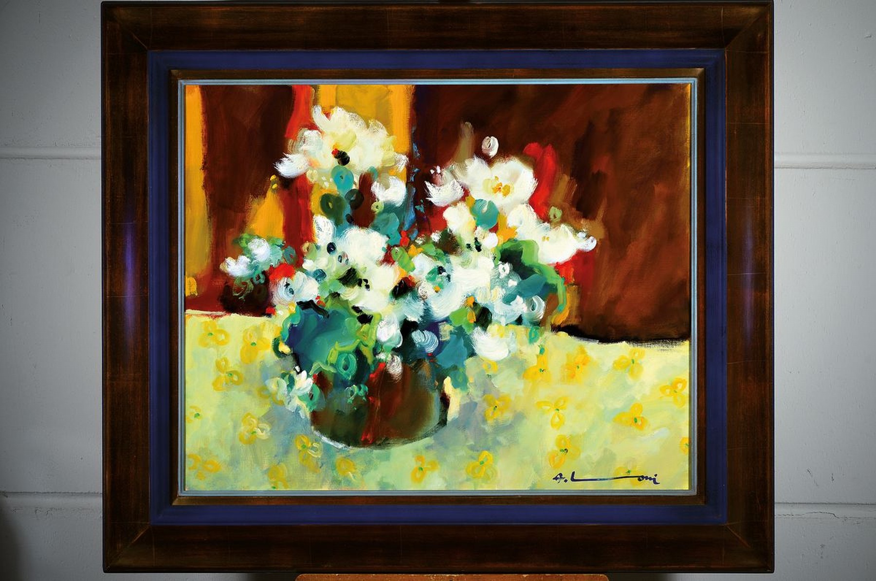 Detail k: Adrien Moroni, geb. 1943 Monaco, Studium Nizza, hier: une petite cantate...ou les fleurs de symphonie, Öl/Lwd, rechts unten signiert, rückseitig ...