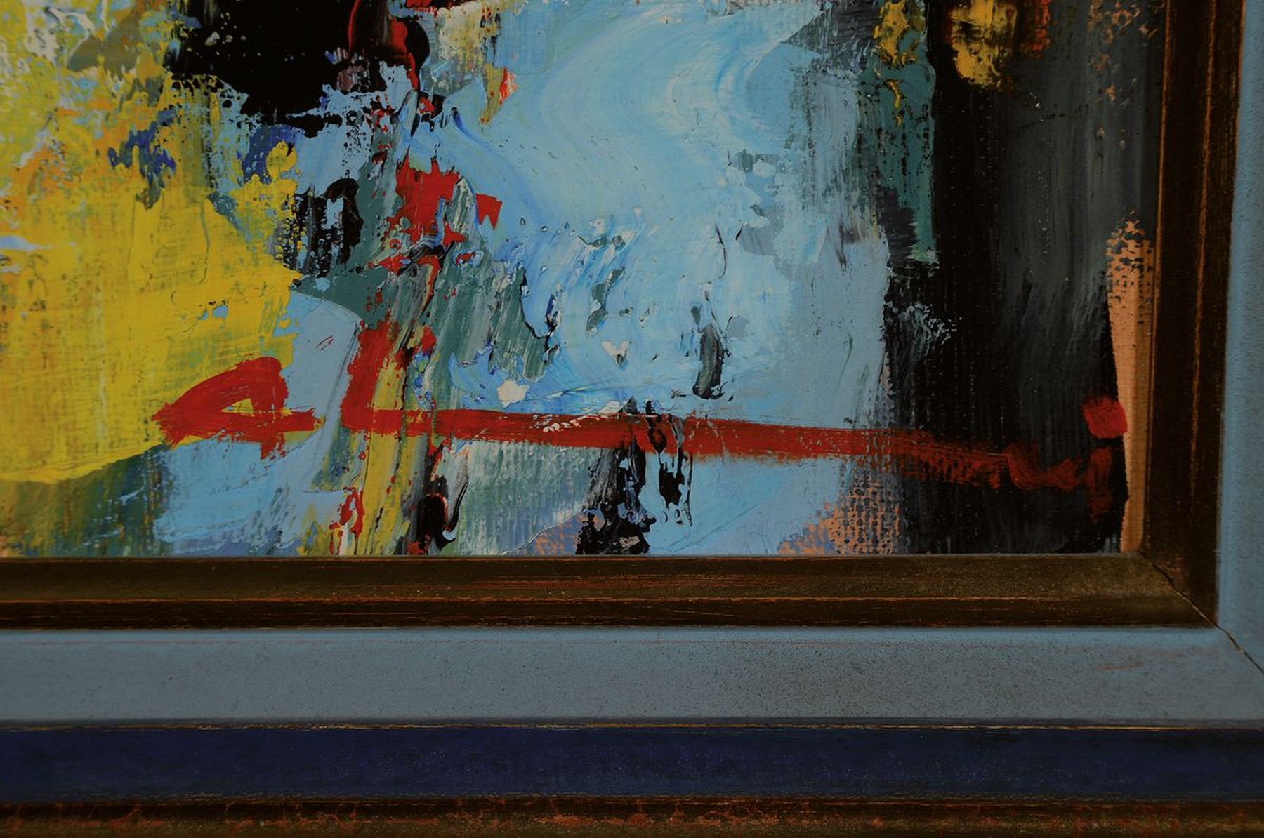 Detail g: Adrien Moroni, geb. 1943 Monaco, Studium Nizza, hier: Reflets venitiens, Öl/Lwd, rückseitig signiert und betitelt, dat. 2002, ca. 80x40cm, R. ca. ...