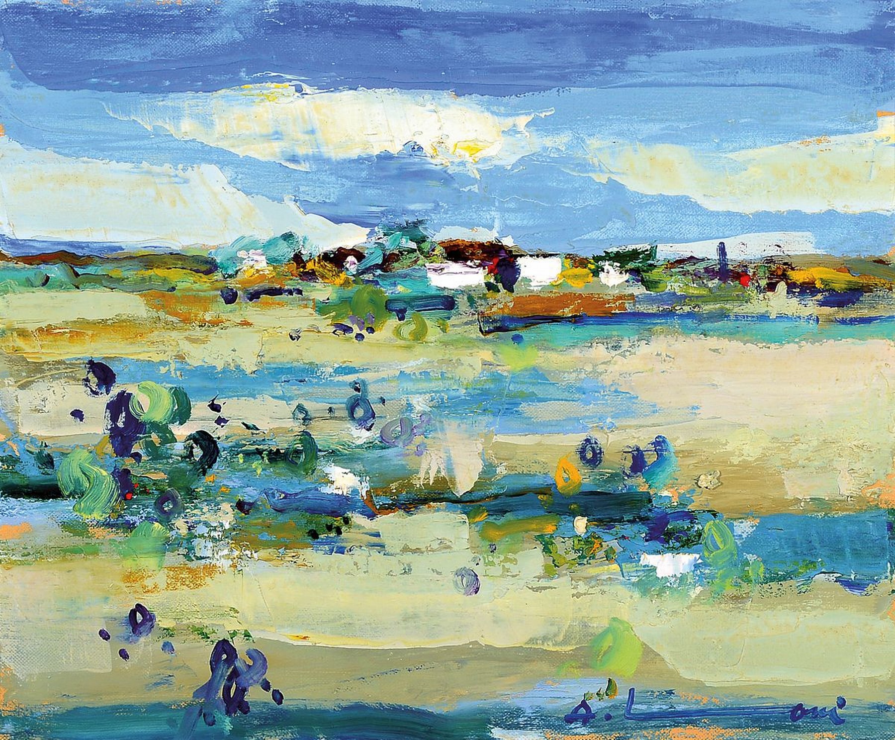 Adrien Moroni, geb. 1943 Monaco, Studium in Nizza, hier: Paysage de Camargue, Öl/Lwd, re. u. signiert, rückseitig betitelt, ca. 38x46cm, R. ca. ...