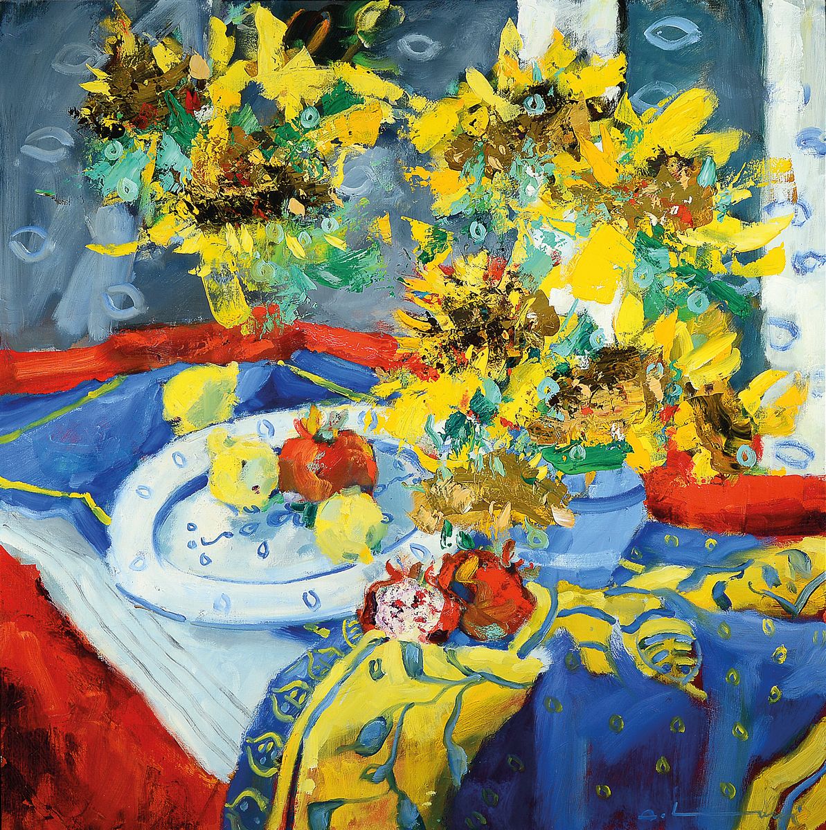 Adrien Moroni, geb. 1943 Monaco, Studium in Nizza, hier: La Nappe au soleil, Öl/Lwd, rechts unten signiert, rückseitig betitelt und dat. 2000, ca. ...