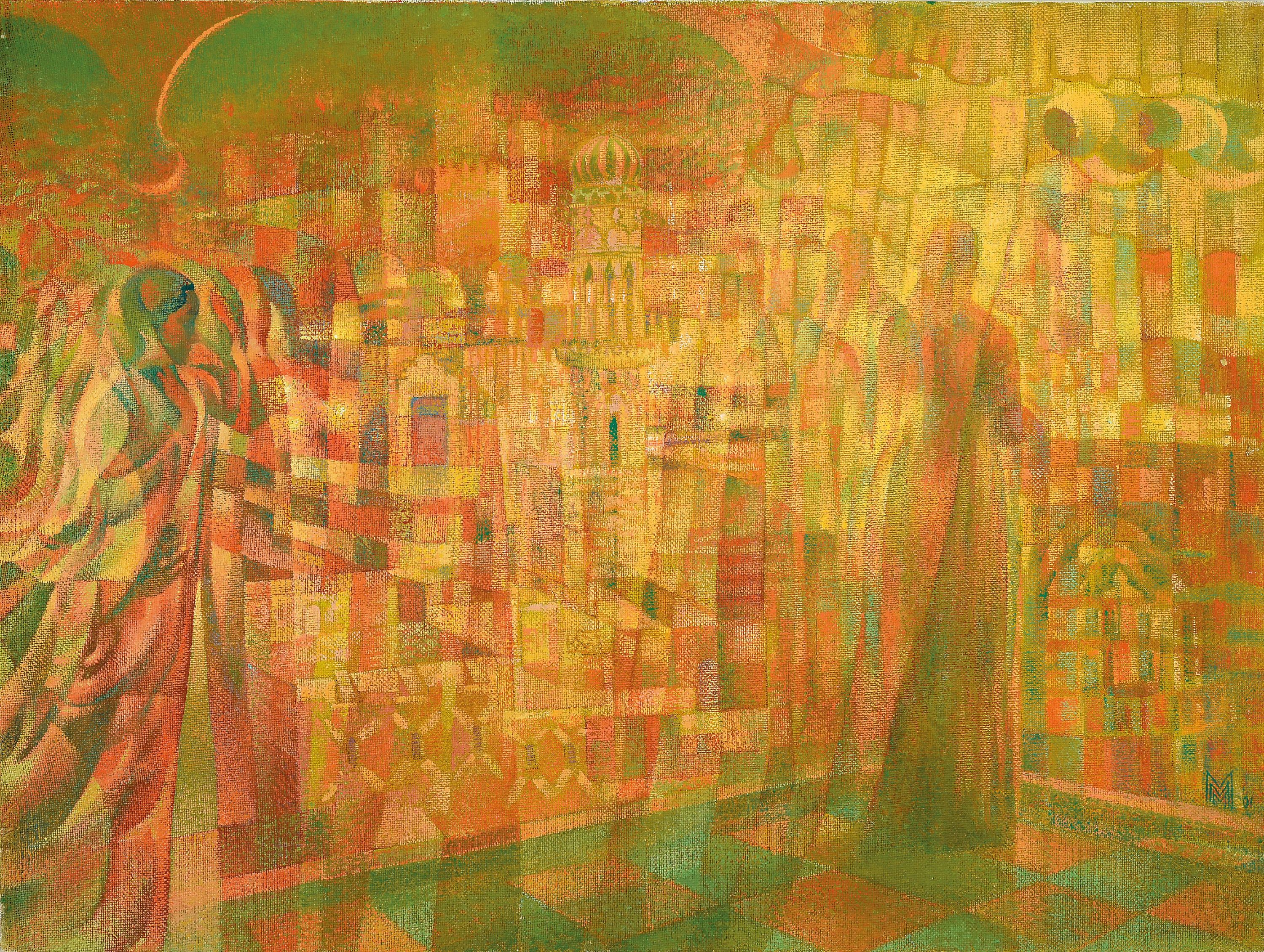 Mariana Marinova, geb. 1960 Haskovo/Bulgarien , Studium a.d. Hochschule für Bildende KunstSofia bei Ivan Kirkov, hier: kubistische Komposition mit ...
