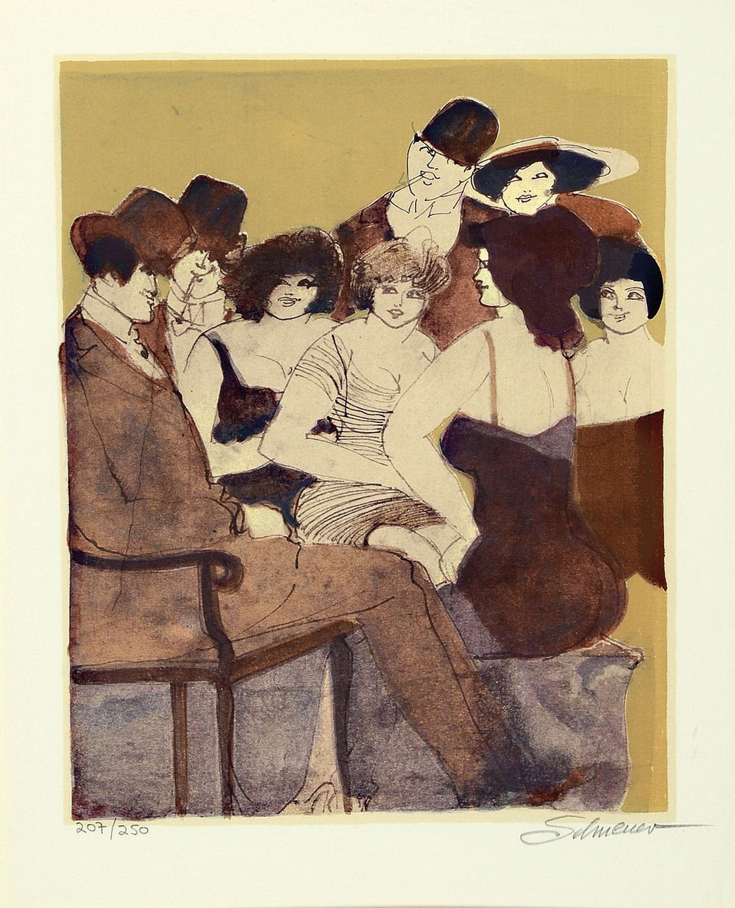 Detail b: David Schneuer, 1905-1988, 3 Farblitho- grafien, alle handsigniert und num. aus 250er und 300er Auflage, je ca. 29x24cm, PP, u.Gl., R. ca. 55x45cm