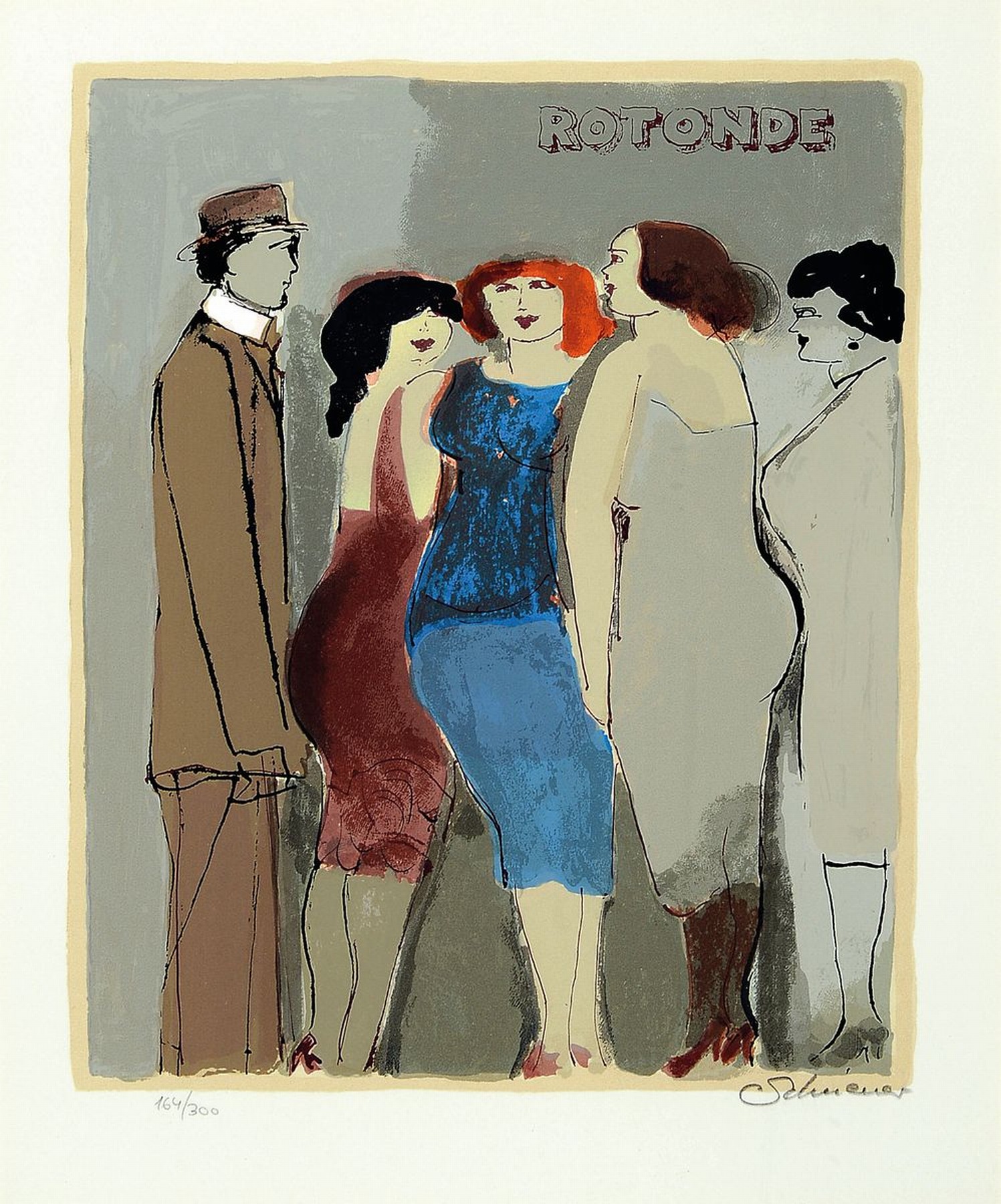 Detail d: David Schneuer, 1905-1988, 3 Farblitho- grafien, alle handsigniert und num. aus 250er und 300er Auflage, je ca. 29x24cm, PP, u.Gl., R. ca. 55x45cm