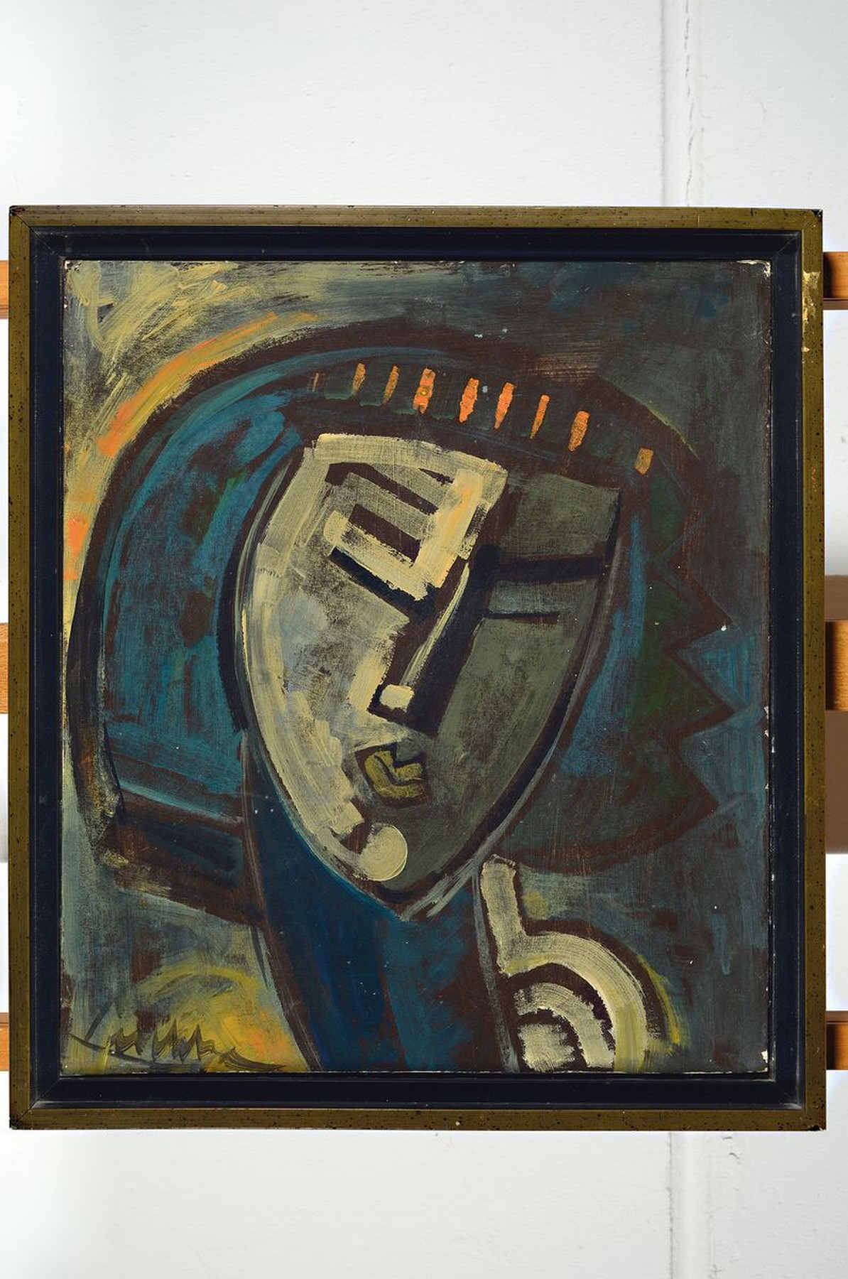 Detail k: Christian Peschke, 1946-2017, Porträt, Öl/Malkarton, signiert, ca. 45x39cm, R.
