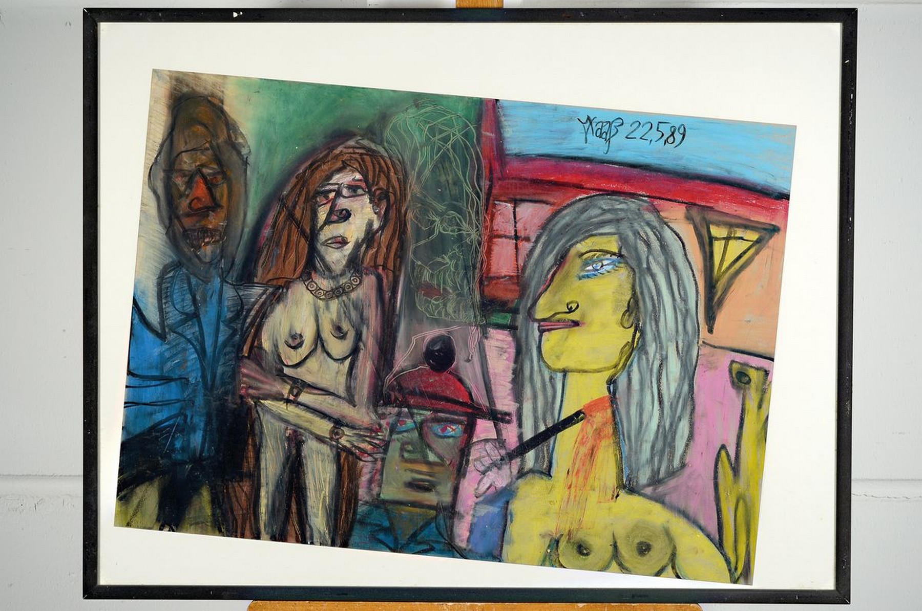Detail k: Matthias Maaß, 1958-2019 Heidelberg, Figuren, Gouache auf Papier, rechts oben signiert und dat. 22.5.89, ca. 50x70cm, u.Gl., R. ca. 64x83cm