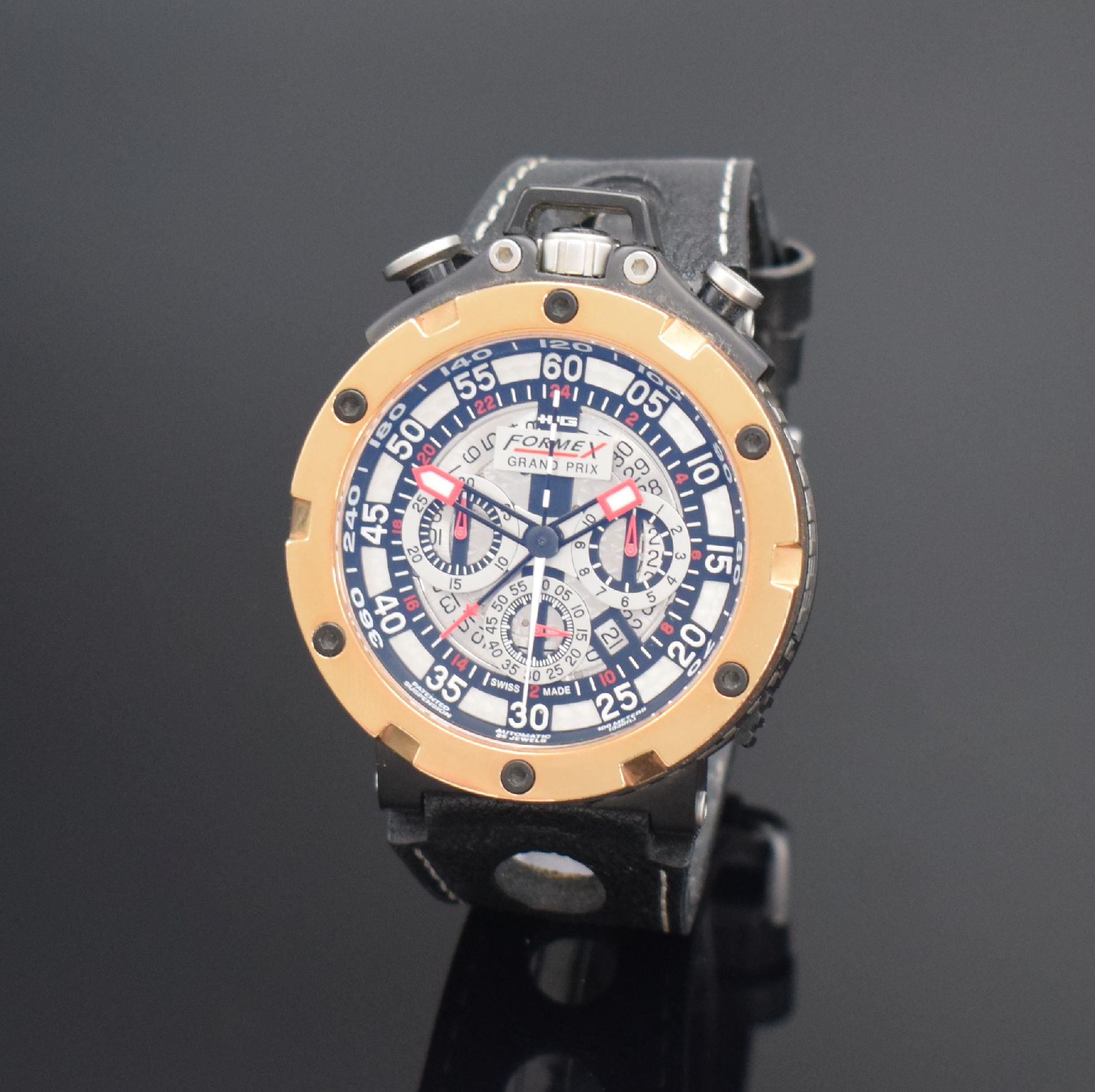 Detail b: FORMEX Armbandchronograph GP 997 aus der HPG Radel Collection Referenz 997.3.9024, Automatik, pultförmiges Geh. aus Edelstahl/Titan z. T. PVD ...