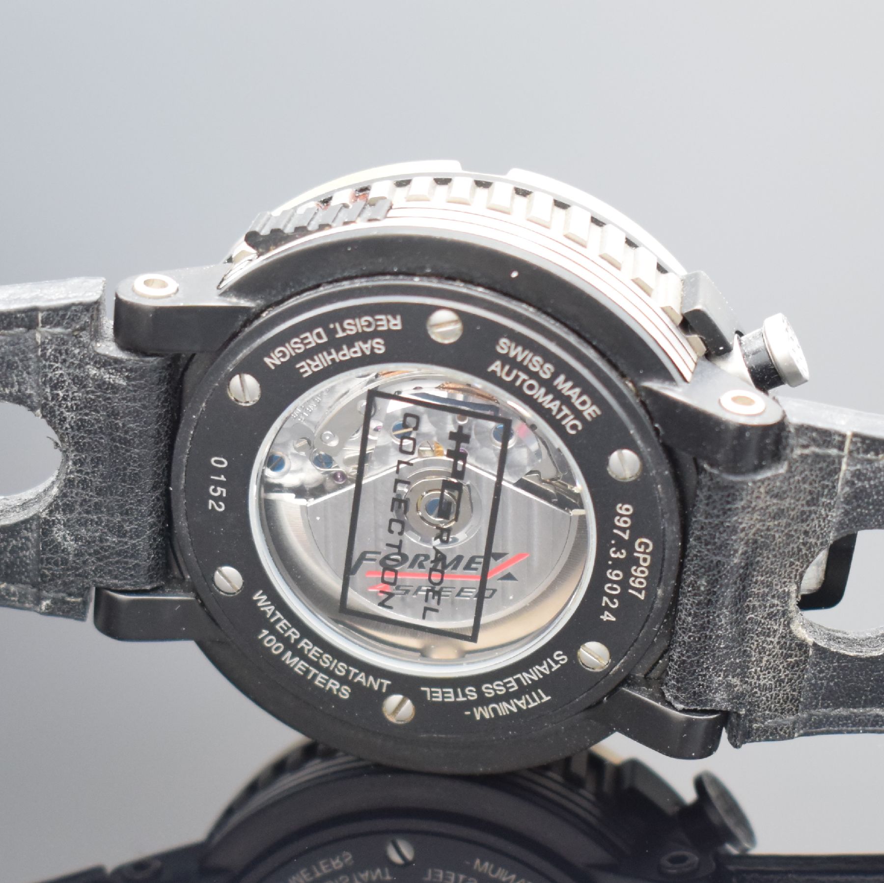 Detail f: FORMEX Armbandchronograph GP 997 aus der HPG Radel Collection Referenz 997.3.9024, Automatik, pultförmiges Geh. aus Edelstahl/Titan z. T. PVD ...