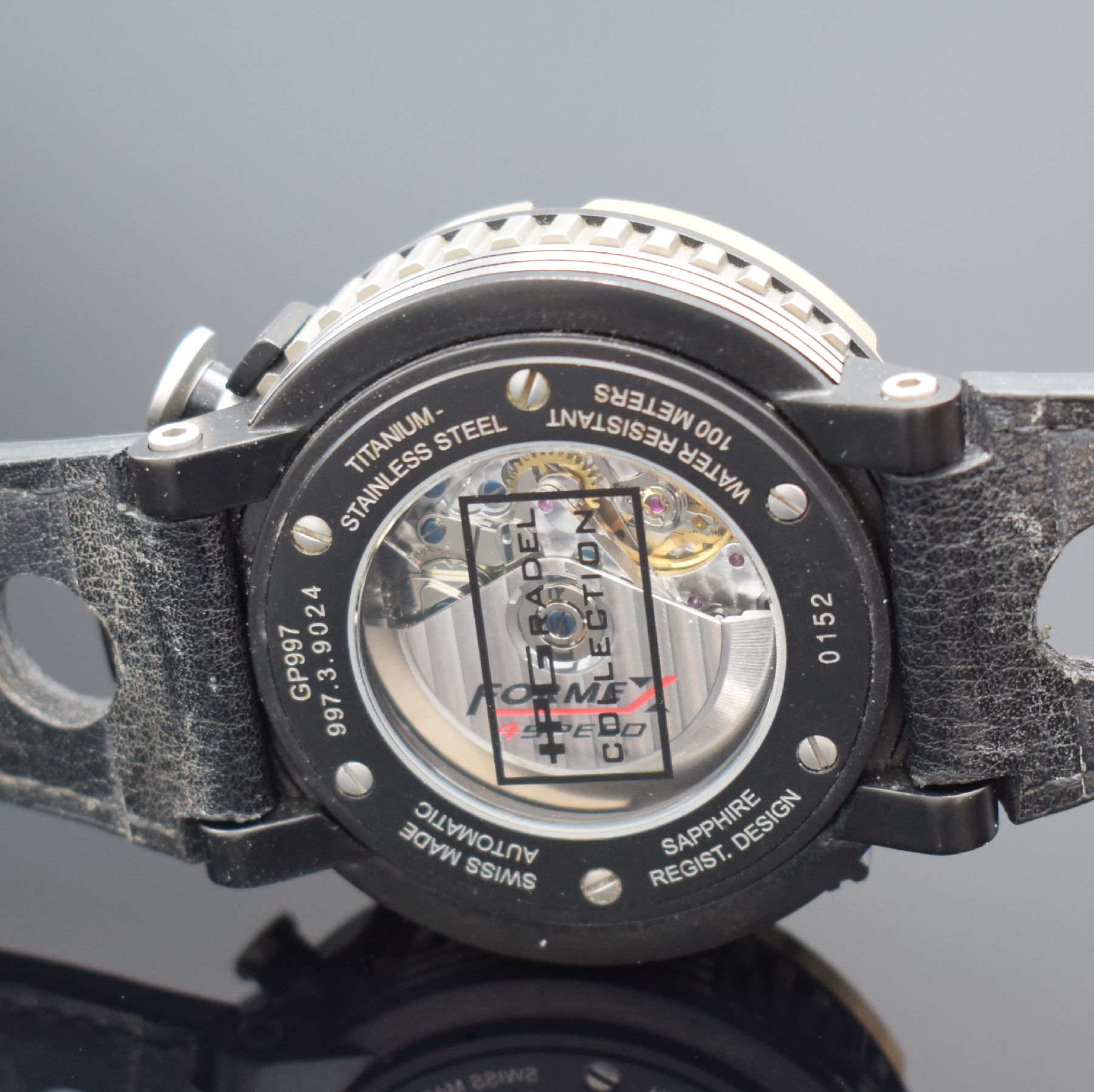 Detail g: FORMEX Armbandchronograph GP 997 aus der HPG Radel Collection Referenz 997.3.9024, Automatik, pultförmiges Geh. aus Edelstahl/Titan z. T. PVD ...
