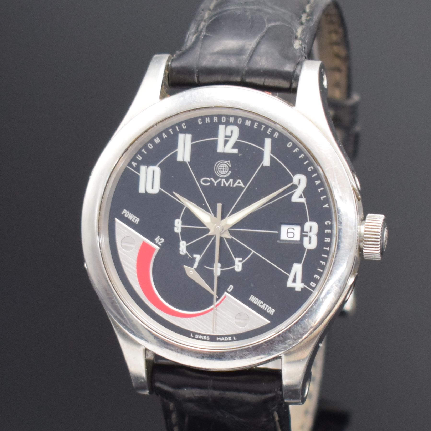 Detail a: CYMA seltener Armbandchronometer Imperium XL Referenz 72.100ST-COSC, Automatik, Schweiz um 2006, auf 200 Stück limitiertes Sondermodell in Edelstahl ...